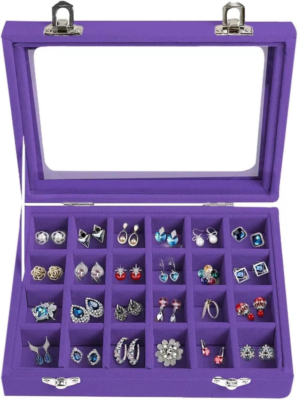 KARLE Schmuckkasten Damen-Schmuckkästchen mit 24 Fächern, Schmuckständer-Aufbewahrungsbox (für Ringe, Ohrringe, Halsketten, 1 St)