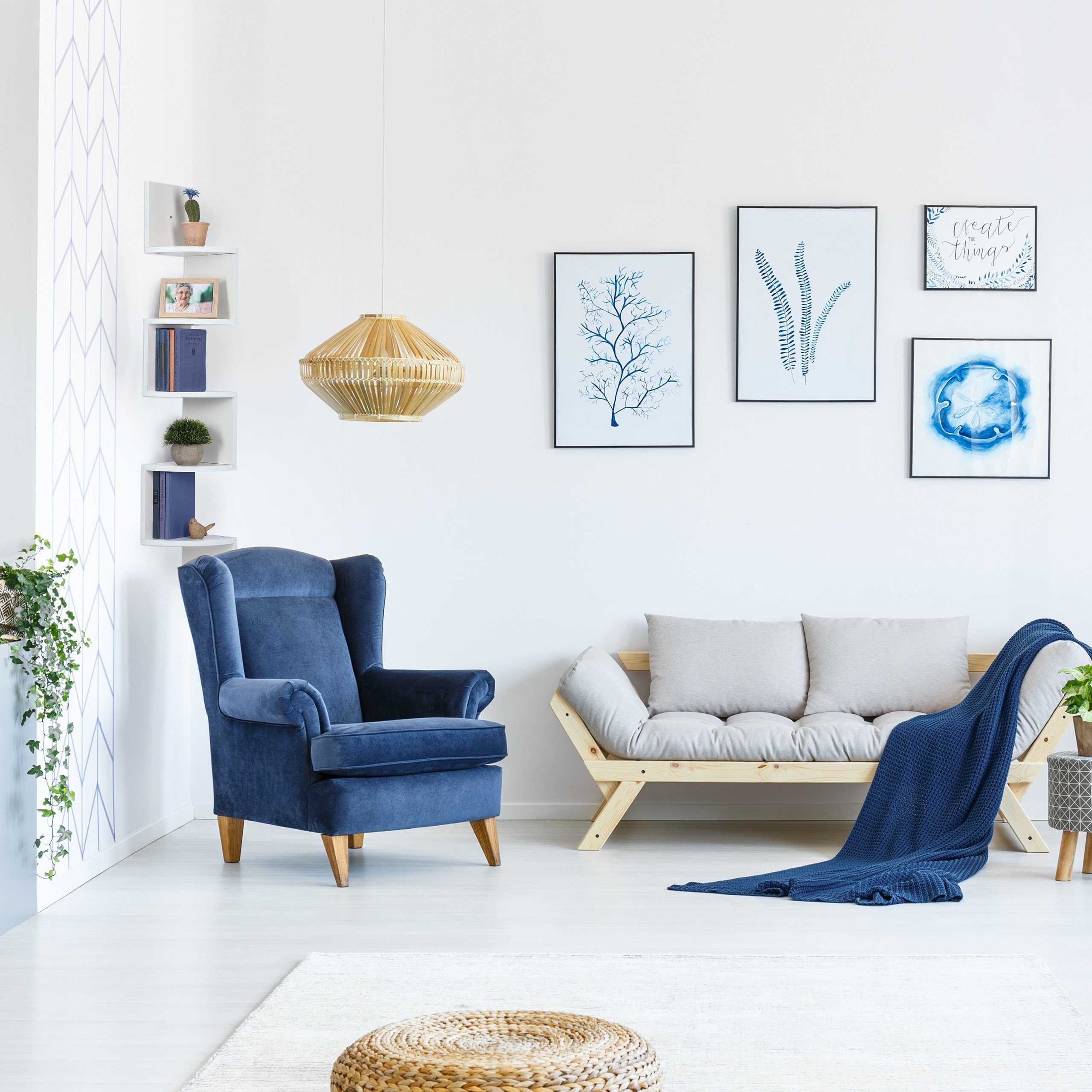 relaxdays Eckregal Weißes Eckregal mit 5 Ablagen