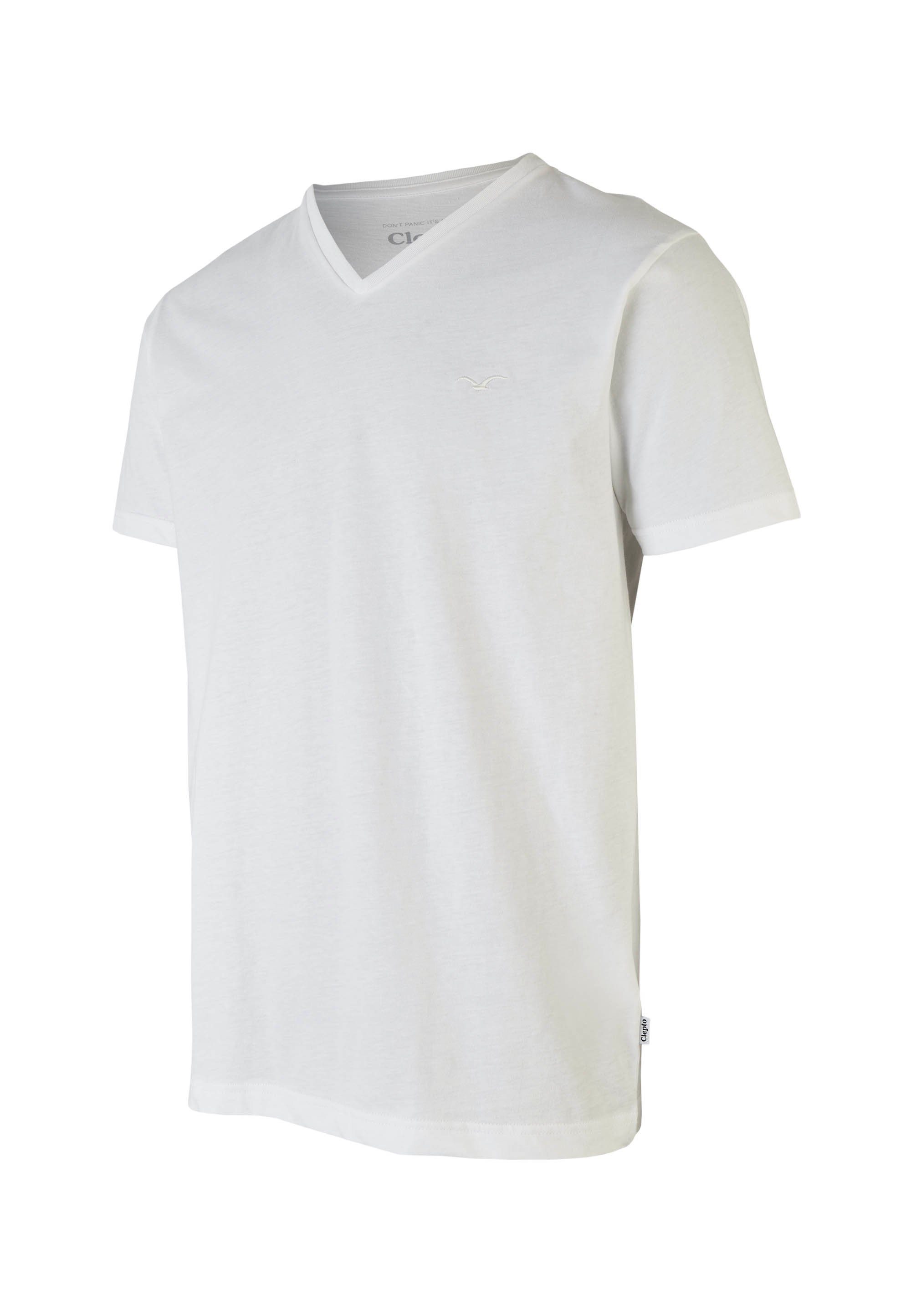 Schnitt Cleptomanicx T-Shirt mit Regular weiß V lockerem Ligull