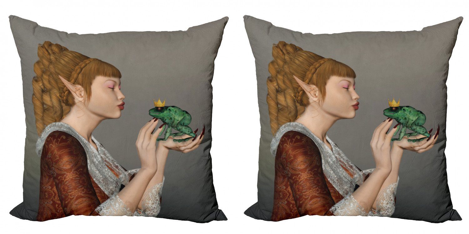 Prinzessin Doppelseitiger Kissing Abakuhaus (2 Modern Frog Accent Stück), Kissenbezüge Digitaldruck, Fantasie