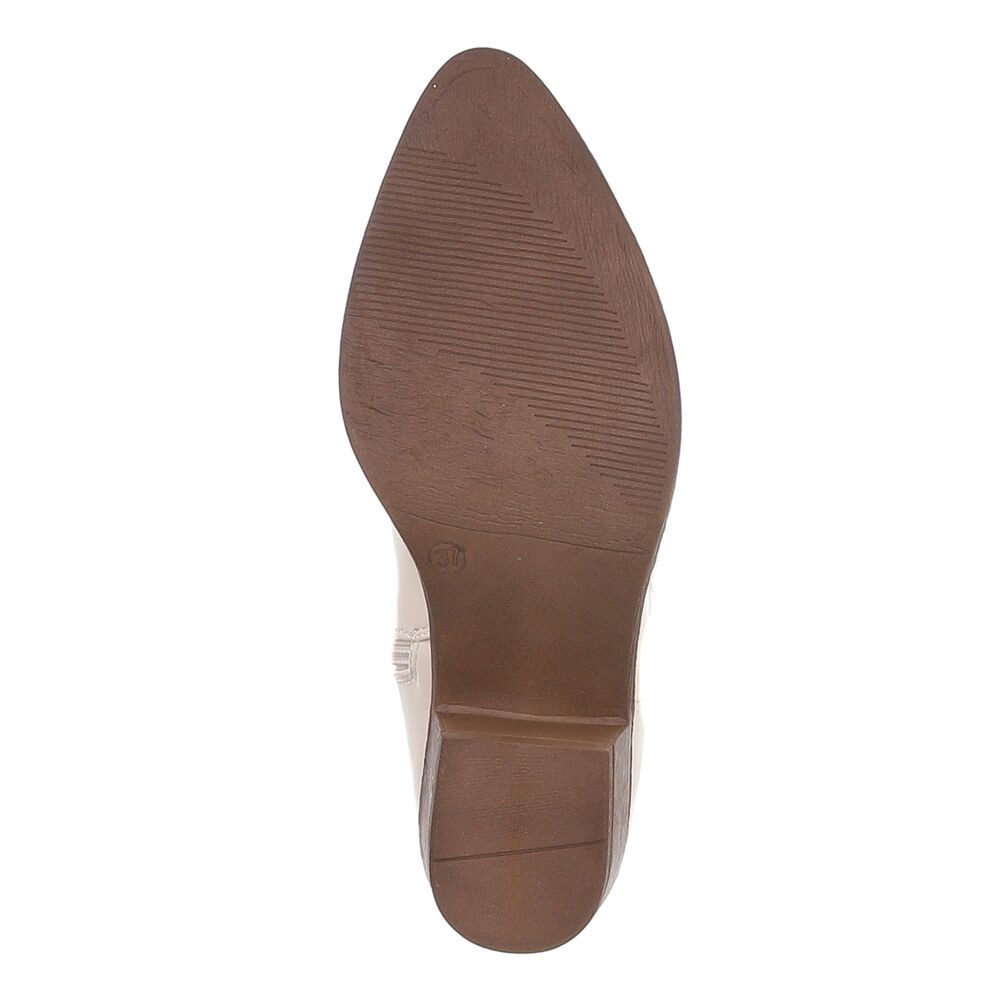 Ital-Design Damen Kniehohe Western-Stiefel mit Stickerei und Blockabsatz Westernstiefel (77888488) Blockabsatz Stiefel in Weiß