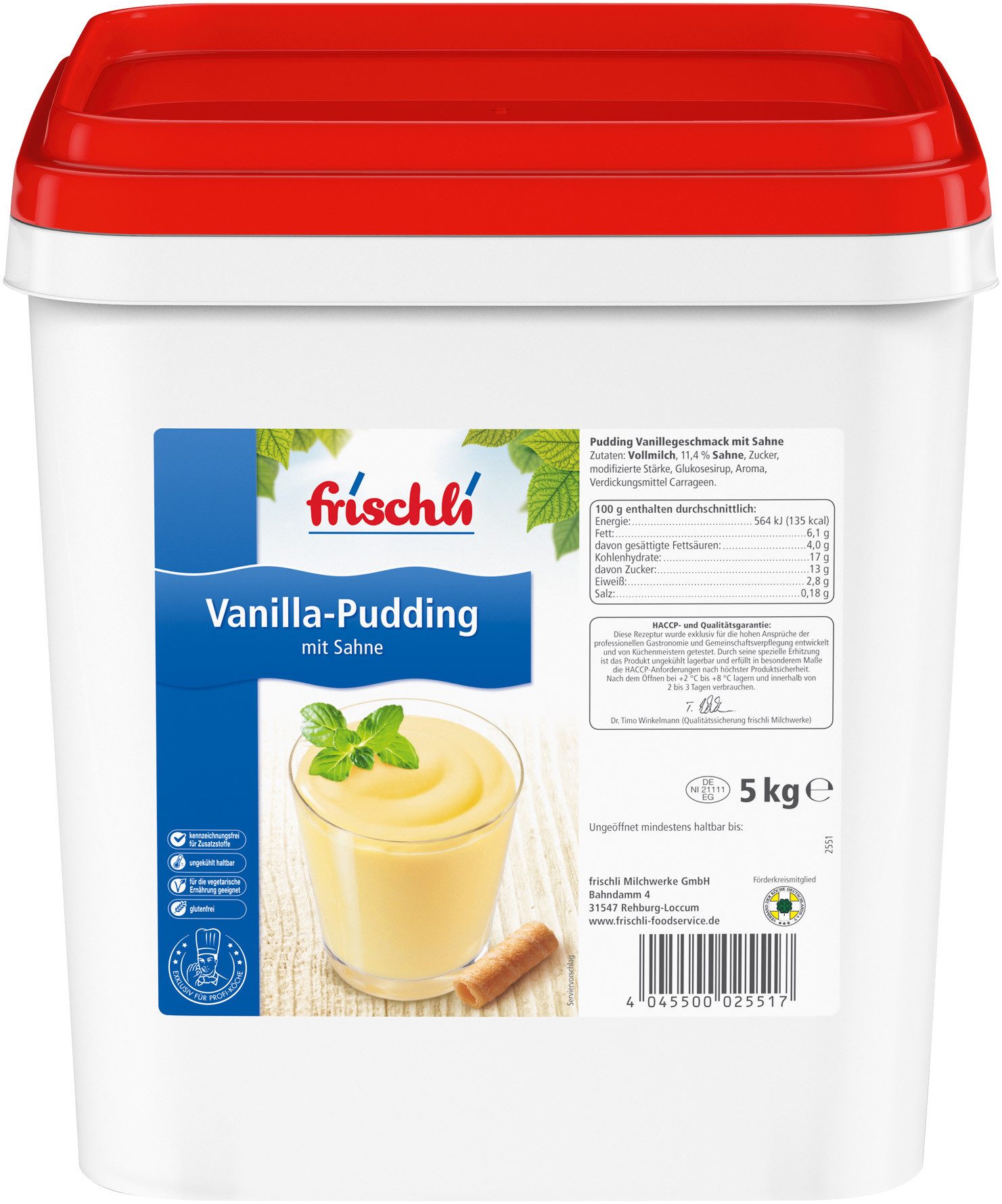 frischli Süßigkeit, Frischli Sahne-Pudding Vanilla schmeckt wie selbstgemacht 5000g