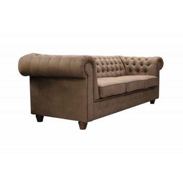 JVmoebel Chesterfield-Sofa Taupe Chesterfield Couch luxus Design Modern 3-er Sofort Neu, Made in Europe