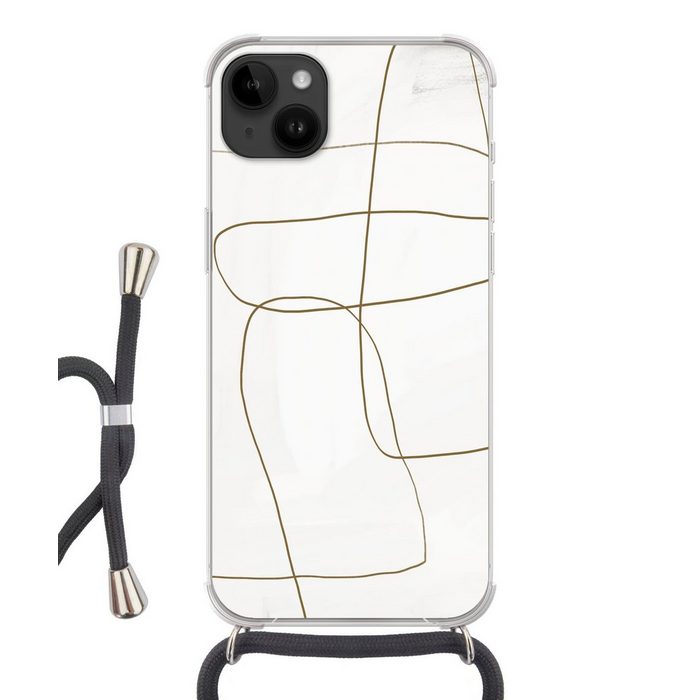 MuchoWow Handyhülle Kunst - Braun - Weiß - Abstrakt Handyhülle Telefonhülle Apple iPhone 14 Plus