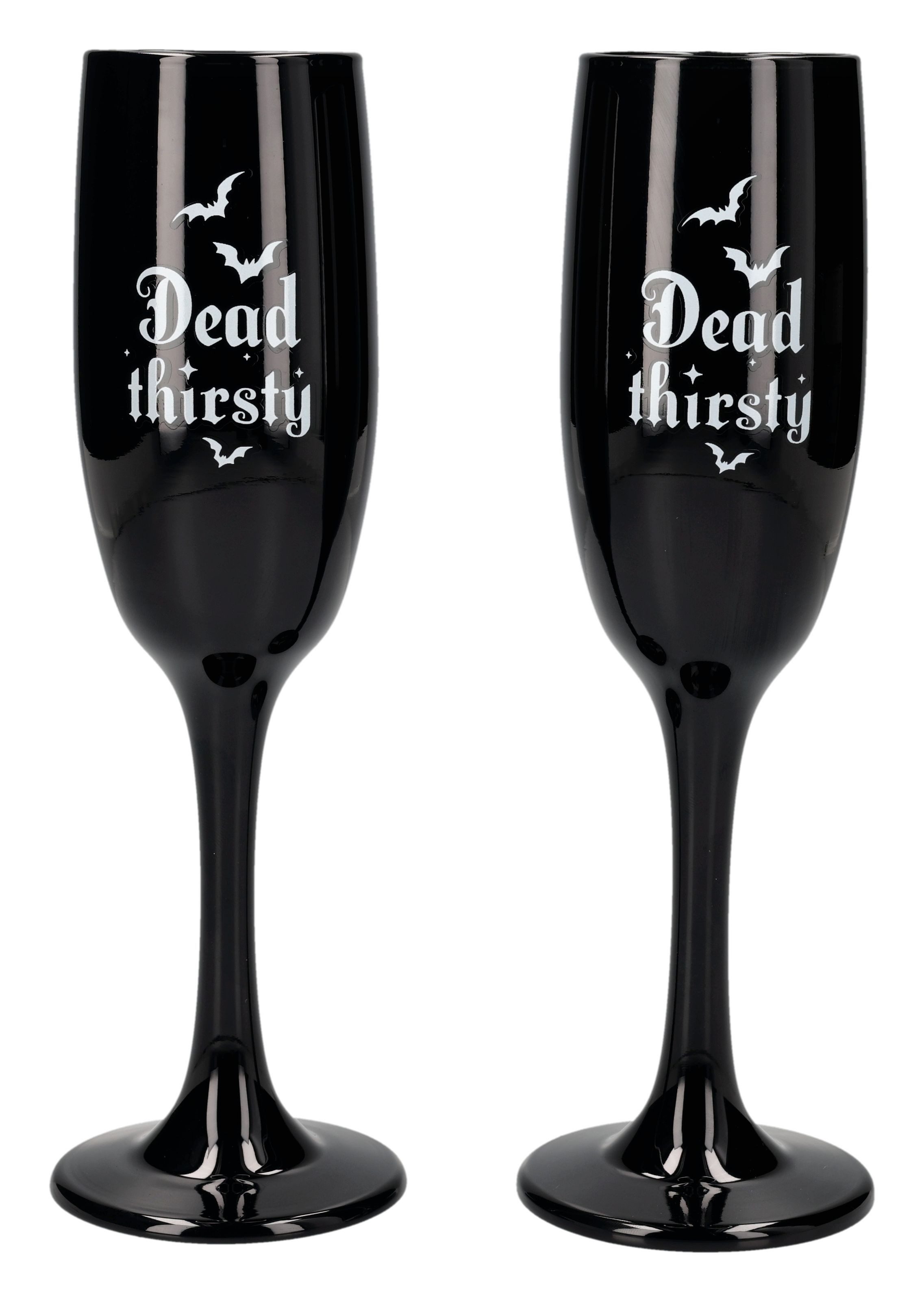 Figuren Shop GmbH Sektglas Dead Thirsty Glas Set – Totenkopf Бокалы для шампанского Gothic 150 ml 21 cm Deko, Glas