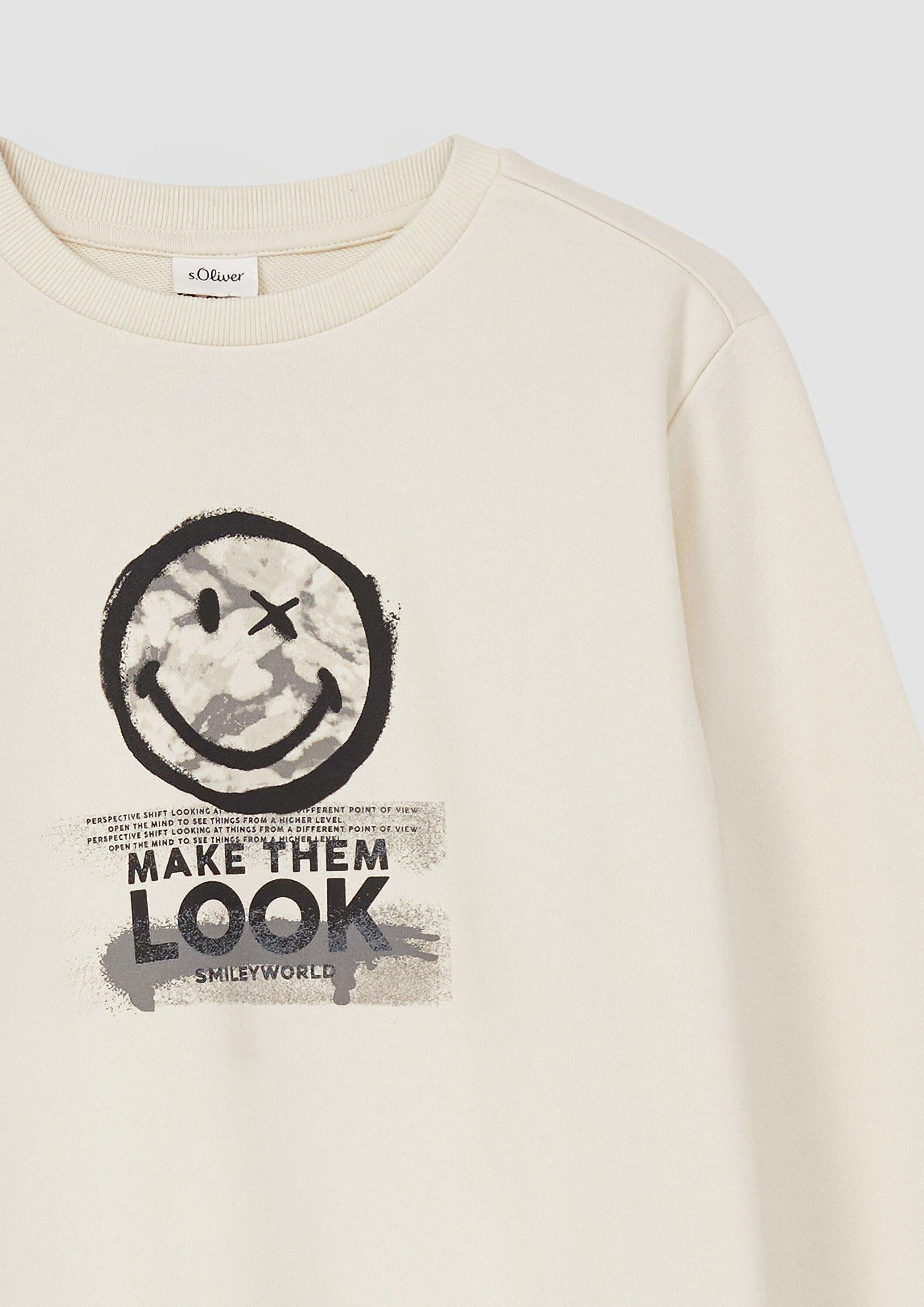 s.Oliver Sweatshirt Sweatshirt Sweatshirt aus Baumwollmix mit Smiley®-Print – Bild 4 von 4