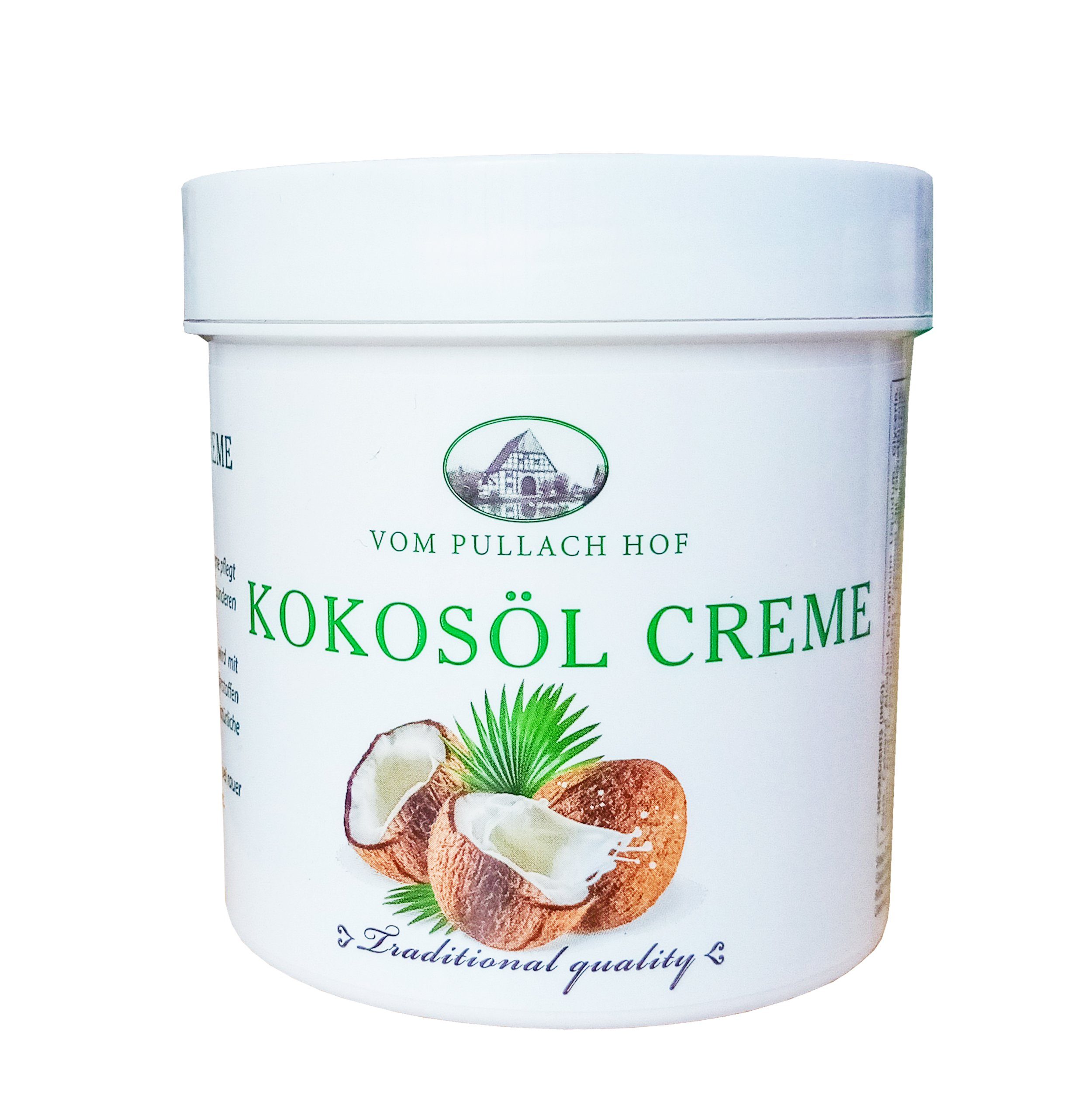 vom Pullach Hof Feuchtigkeitscreme KOKOSÖL CREME 250ml Feuchtigkeitspflege Hautpflege Körperpflege 70, Elastizität Balsam Salbe