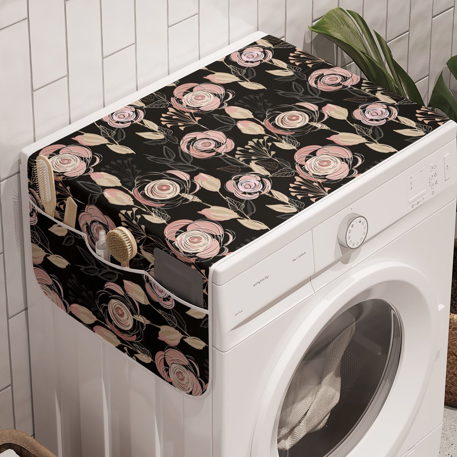 Abakuhaus Badorganizer Anti-Rutsch-Stoffabdeckung und Waschmaschine Victorian Blumen blühende Blumen Trockner, für