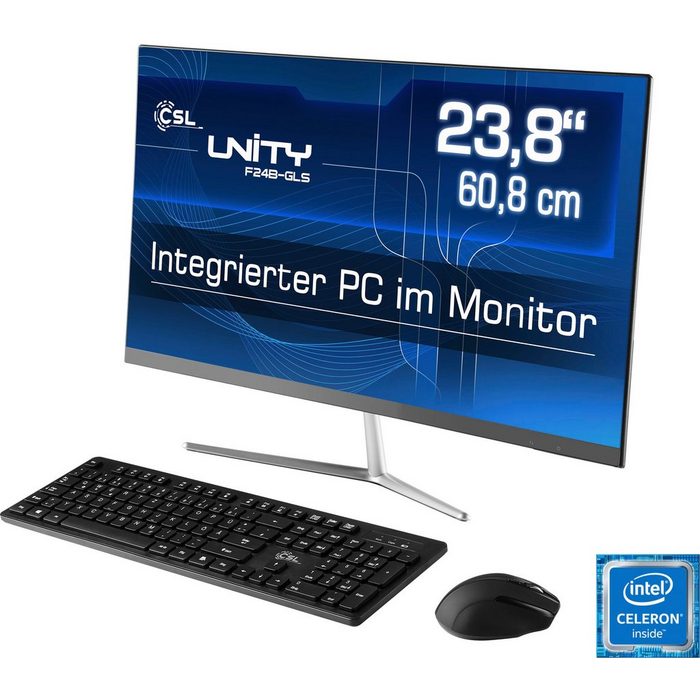 CSL Unity F24B-GLS mit Windows 10 Pro Business-PC (24 1 Zoll Intel® Celeron N412 UHD Graphics 600 16 GB RAM 512 GB SSD)