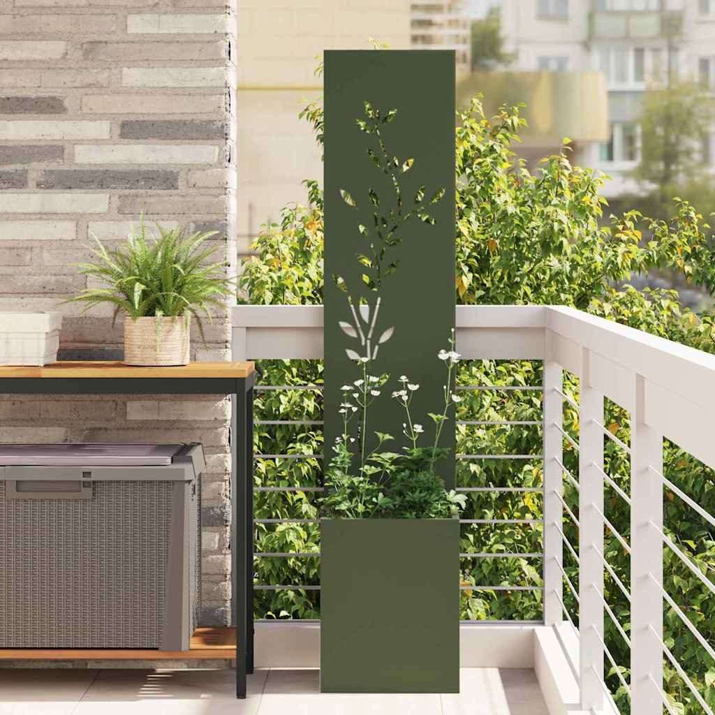 vidaXL Wandbild Garten Sichtschutz-Leinwand Floral Olivgrün 32 x 32 x 150 cm, (1 St)