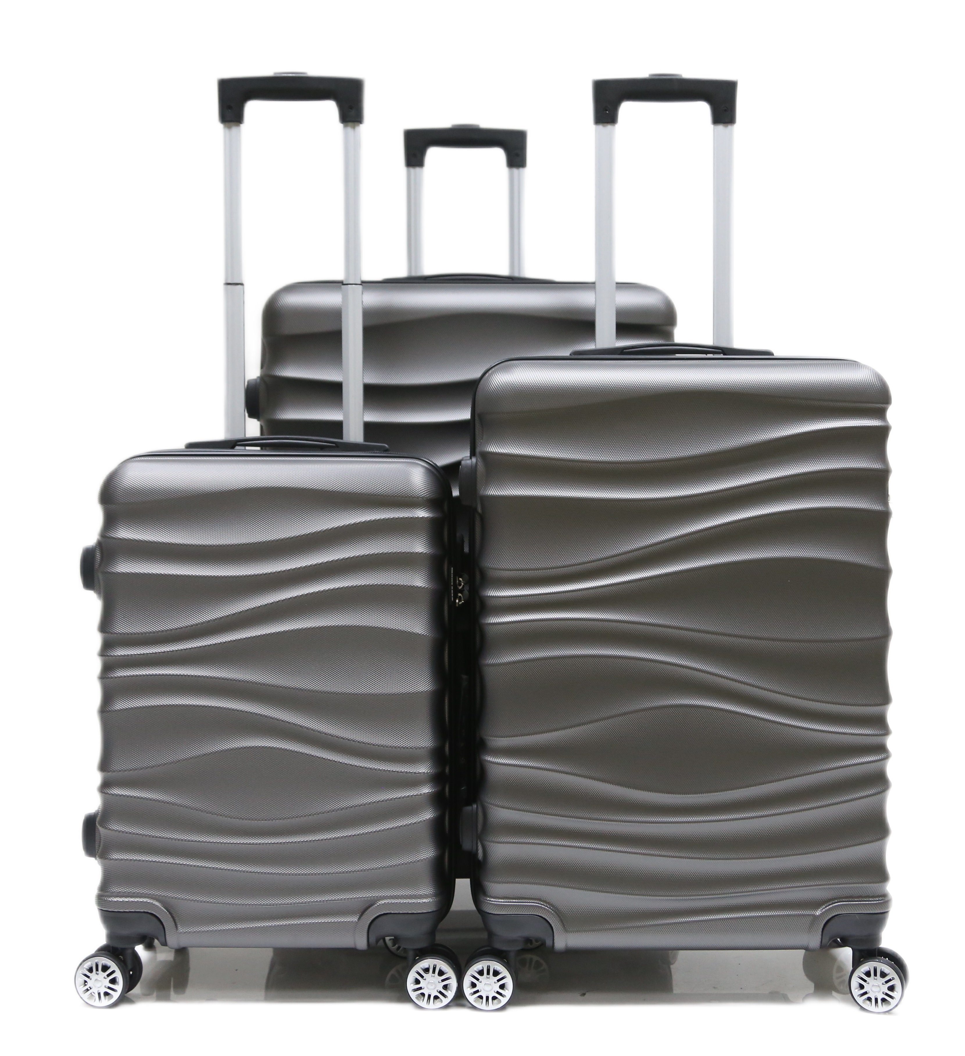 Cheffinger Kofferset Reisekoffer Koffer 3 tlg Hartschale Trolley Gepäck Reisetasche, (3 tlg) Grau