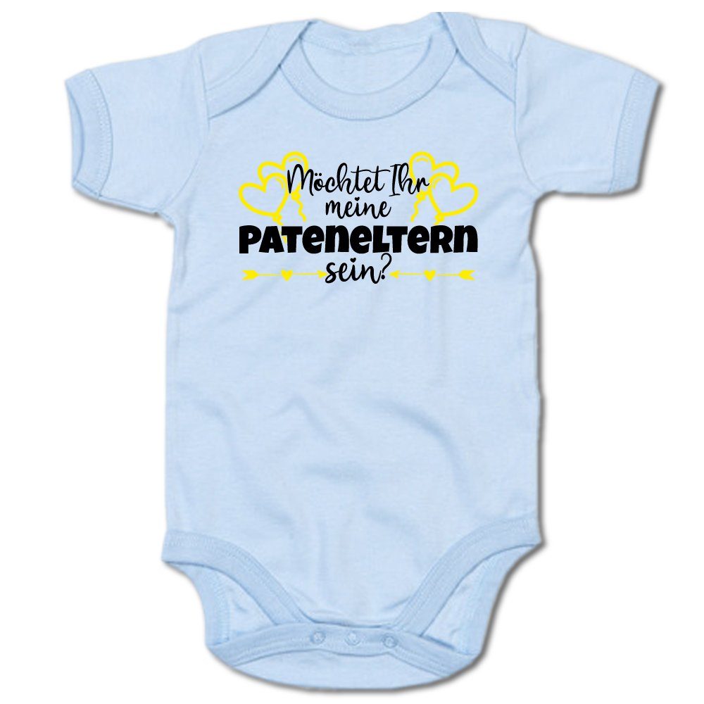 G-graphics Kurzarmbody Möchtet Ihr meine Pateneltern sein? Baby Body mit Spruch / Motiv / Aufdruck • für/von Tante & Onkel