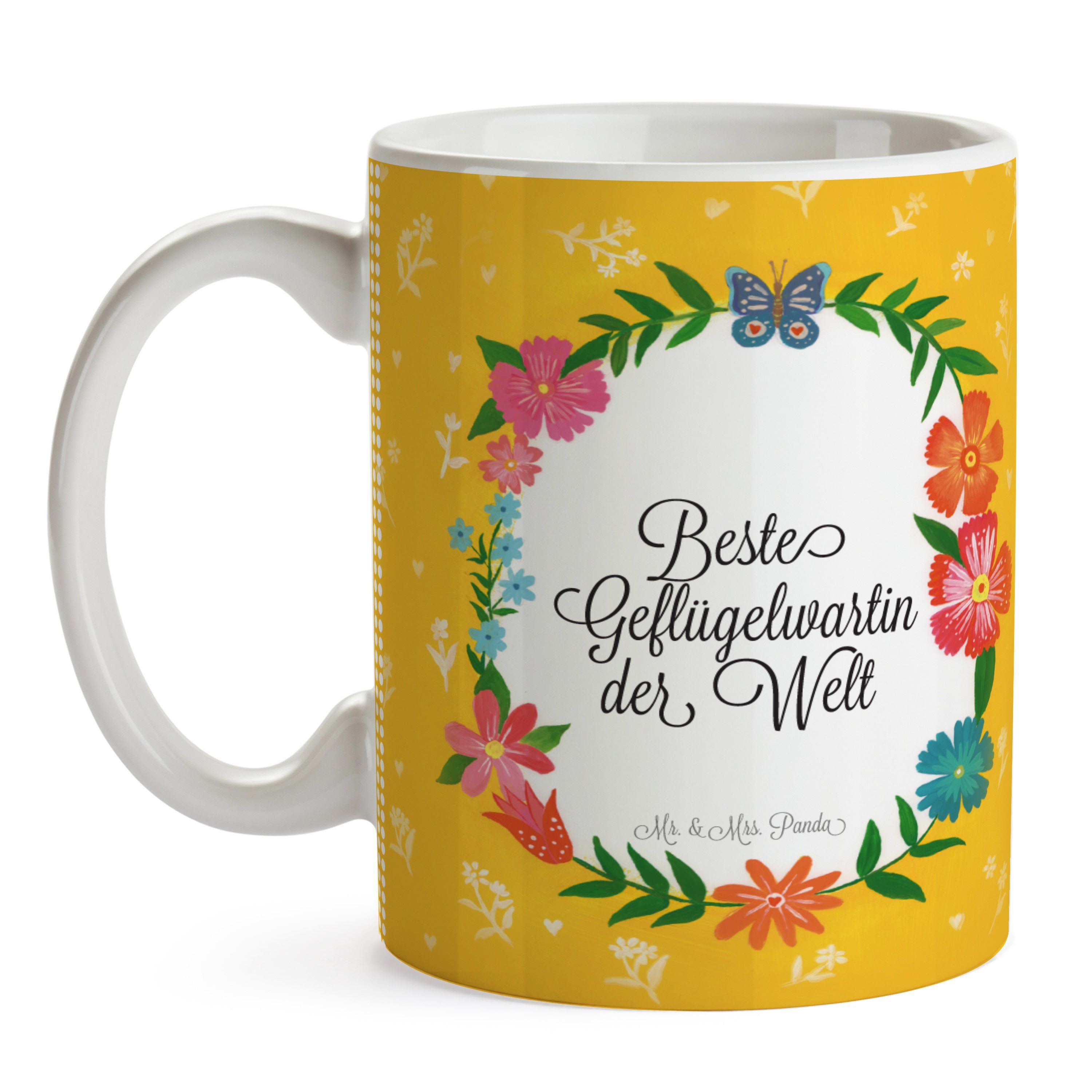 Teetasse, Geschenk, Panda Motive, Abschied, Tasse Geflügelwartin - Mrs. Schenken, Keramik Mr. & Tasse