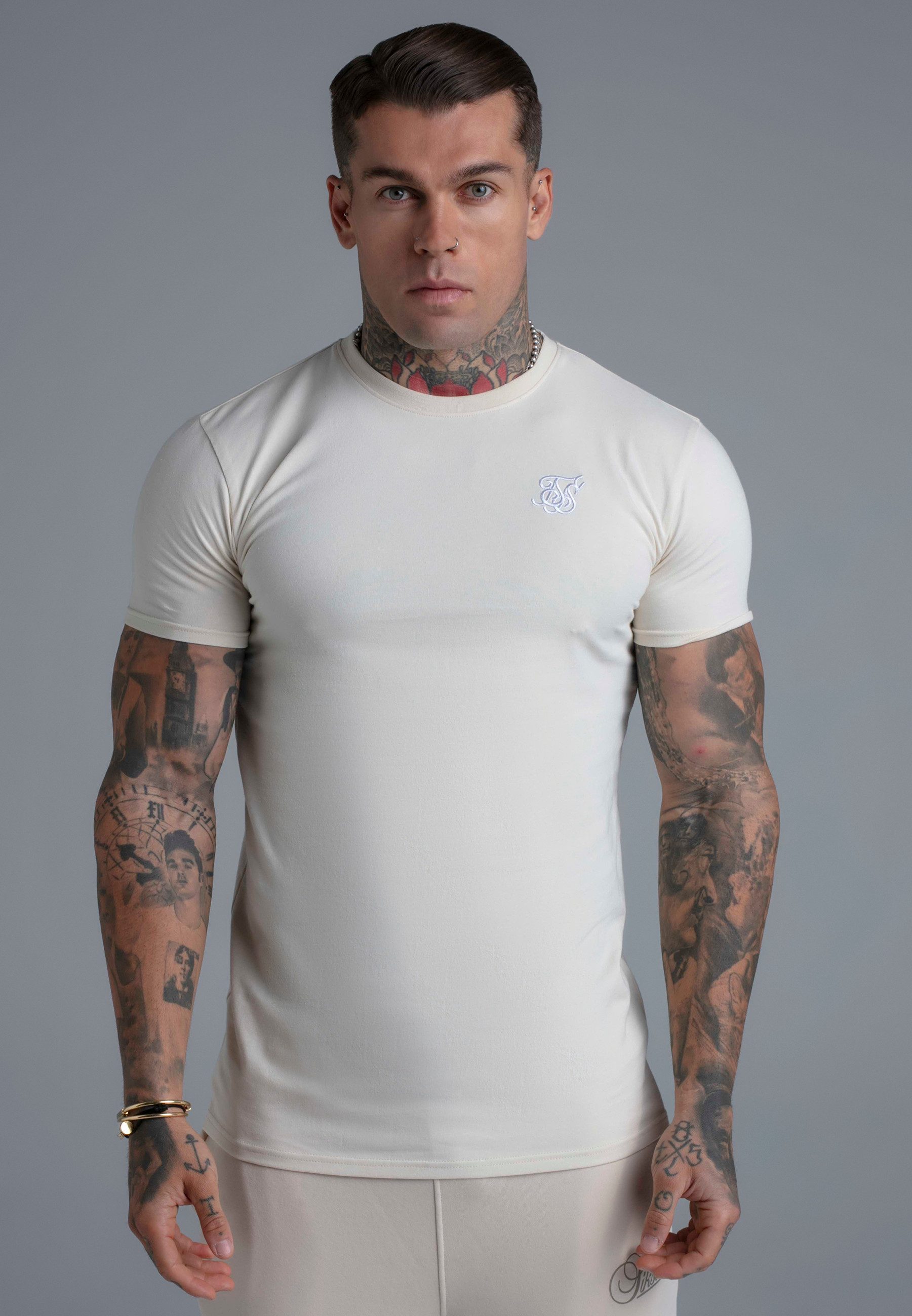 Siksilk T-Shirt SikSilk Herren Ecru Essentials T-Shirt