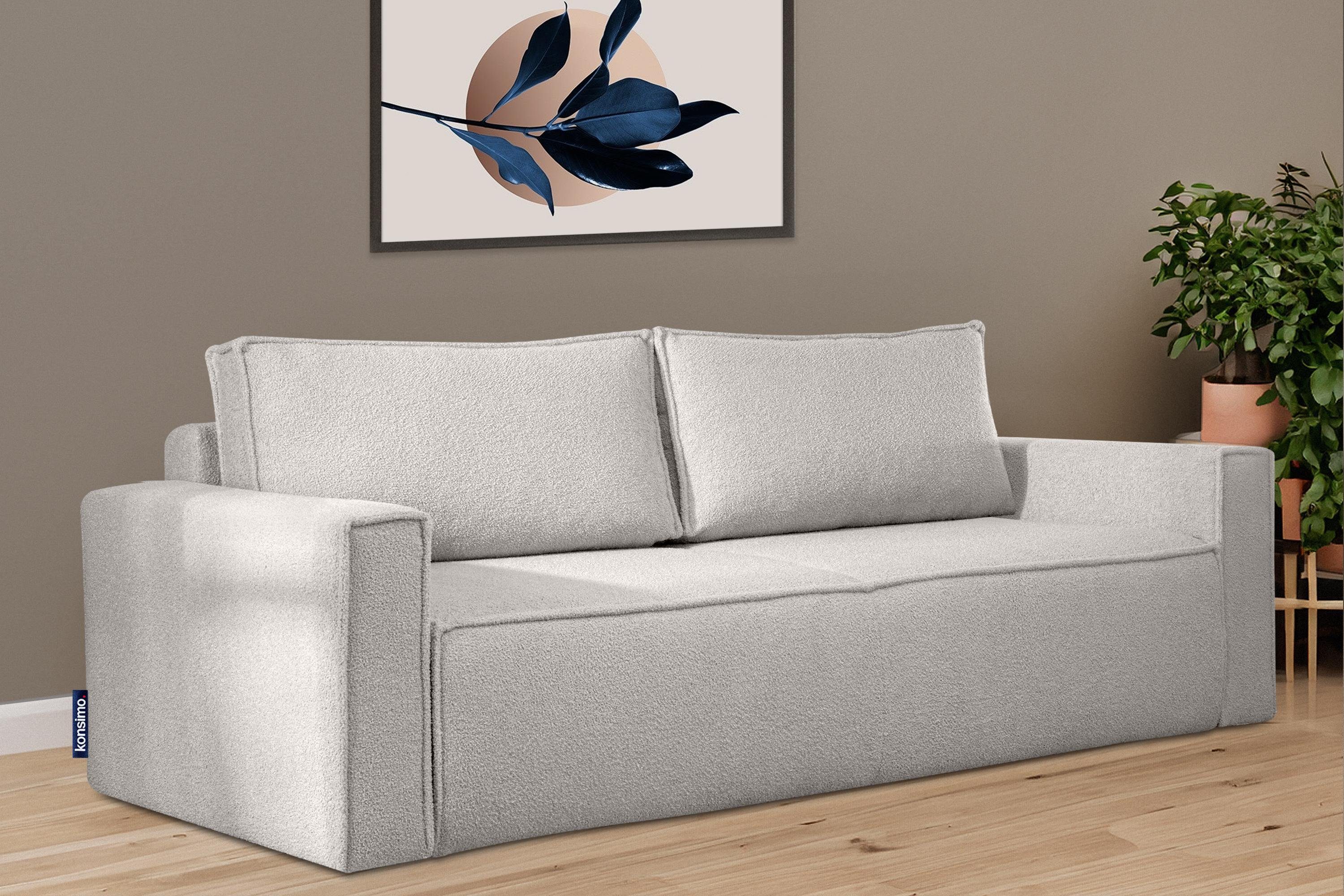 KONSIMO® 3-Sitzer NAPI Sofa mit Schlaffunktion & massivem Gestell, hergestellt in der EU, Couch für Dauerschläfer, mit Wellenunterfederung, Großer Bettkasten