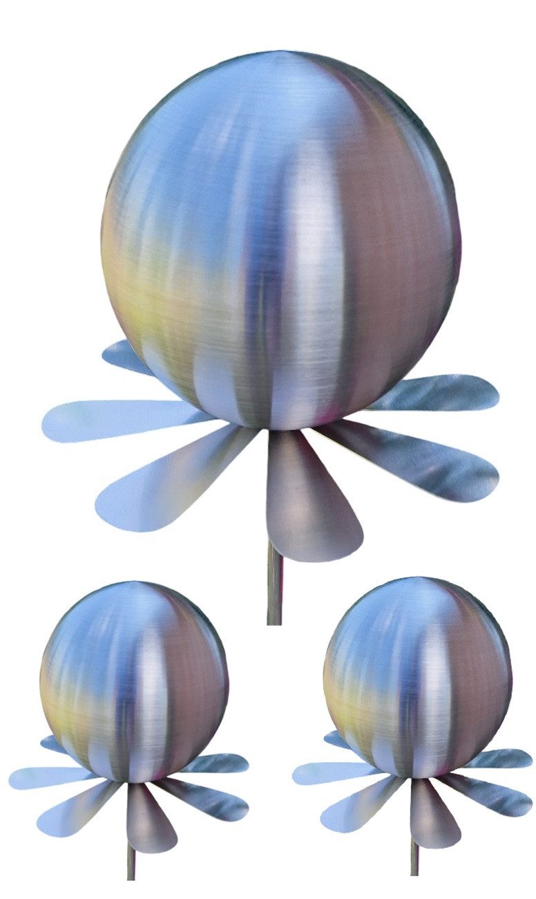 Jürgen Bocker - Gartenambiente Gartenstecker Blütenzauber Rotterdam Rosenkugel Edelstahl 3er Set mit Stab 80 cm
