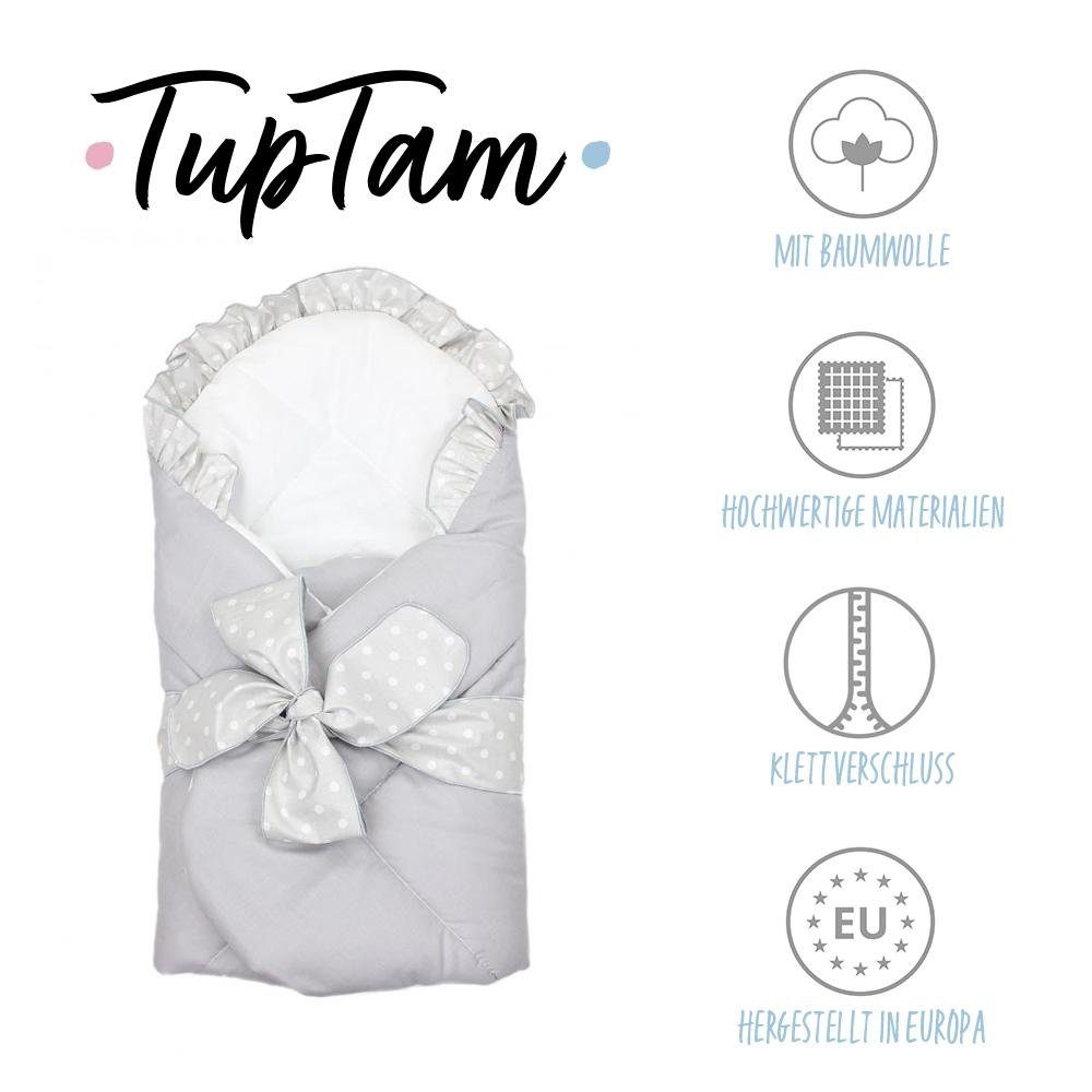 TupTam Einschlagdecke Unisex Baby Grau Schleife, TupTam Einschlagdecke mit