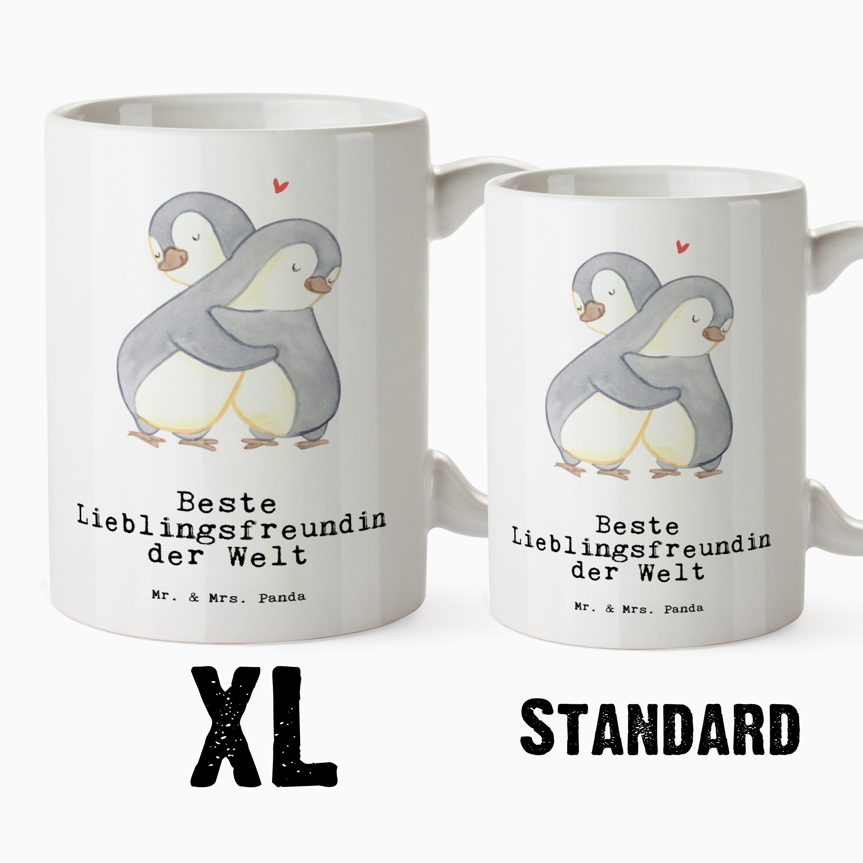 Tasse Keramik Mrs. Jumbo - Pinguin & XL Tasse Panda der Geschenk, Tas, Lieblingsfreundin Mr. Beste Weiß - Welt