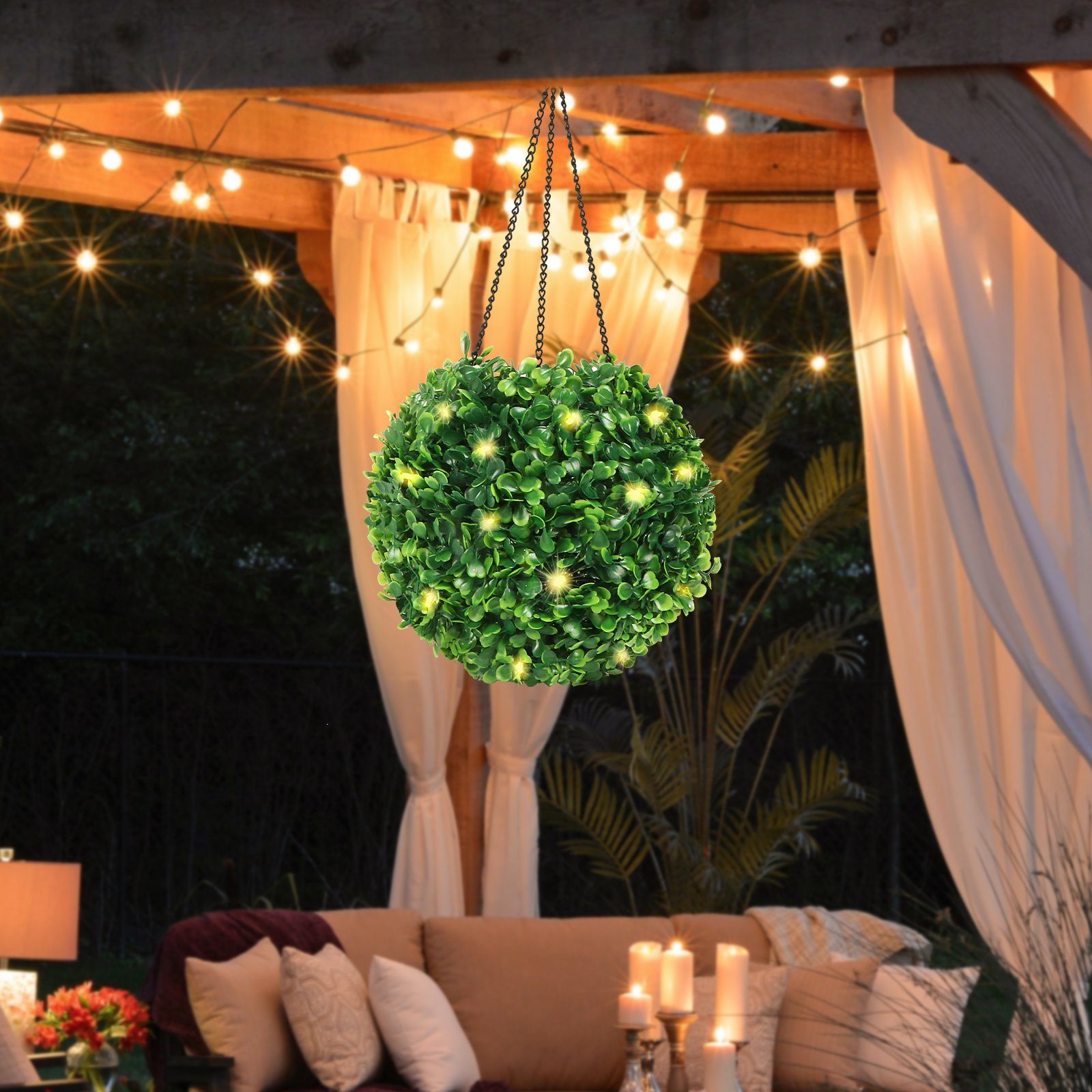 BIGTREE Hängeleuchte »hängende dekorative LED Solarleuchte mit Graskugel  Form«, LED Solarlicht für Wohnzimmer, Schlafziemmer, Küche, Indoor, Outdoor