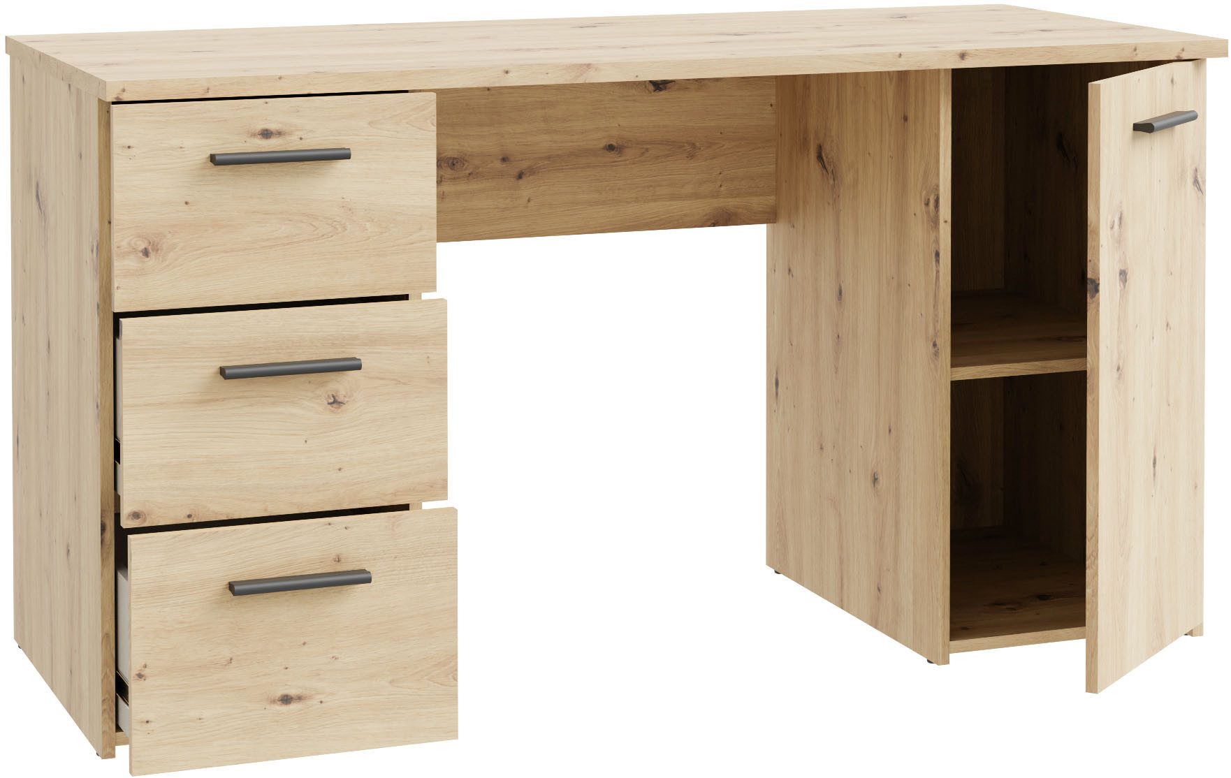 FORTE Schreibtisch Neuss, mit 3 Schubladen & 1 Tür, funktional, Breite 138 cm