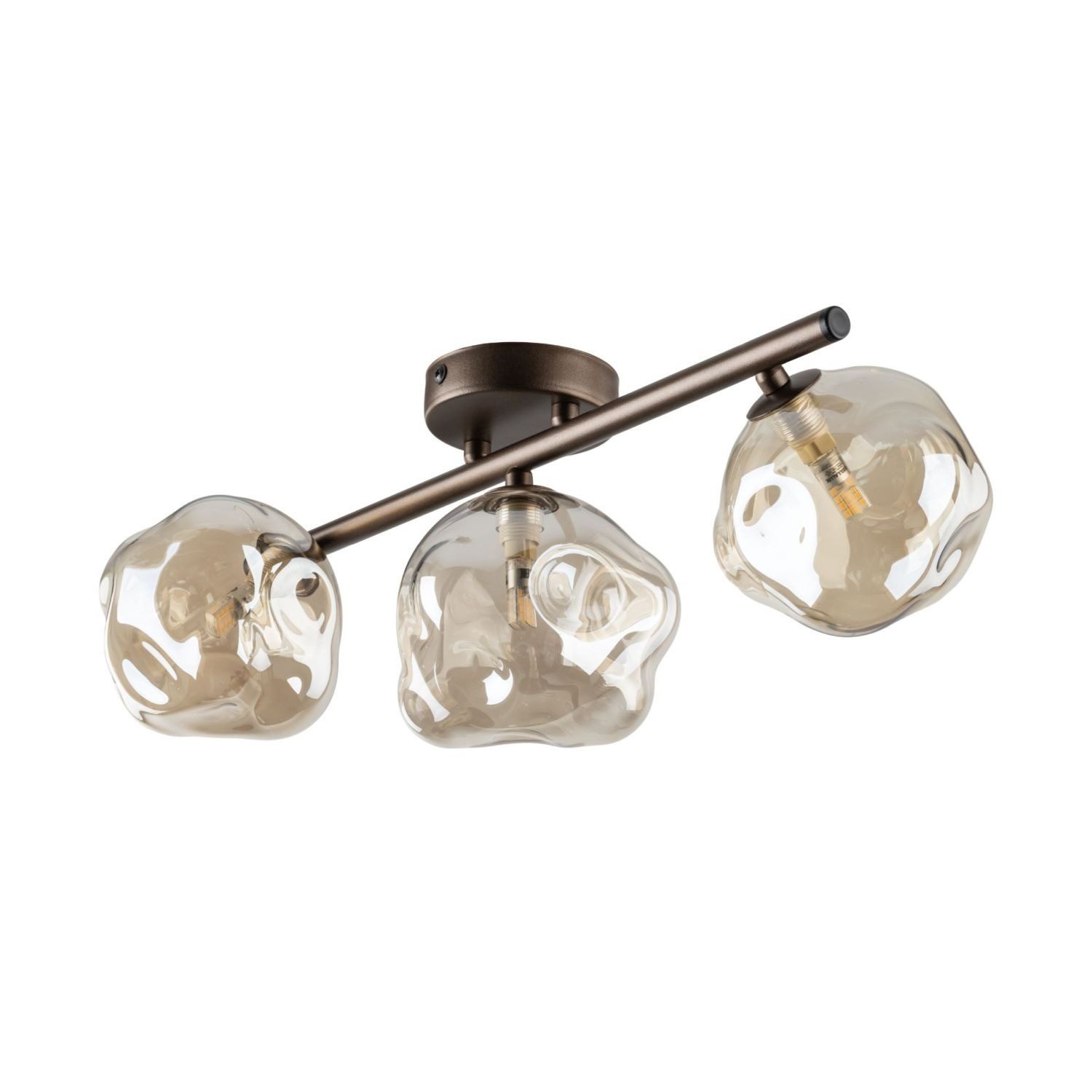 Licht-Erlebnisse Deckenstrahler UMERA, ohne Leuchtmittel, Metall Rauchglas G9 verstellbar Braun Cognac 3-flammig länglich