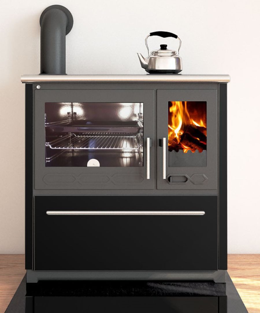 Plamen Kaminofen Plamen 850 Glas N – Schwarzer Holzherd (linke Ausführung) günstig online kaufen