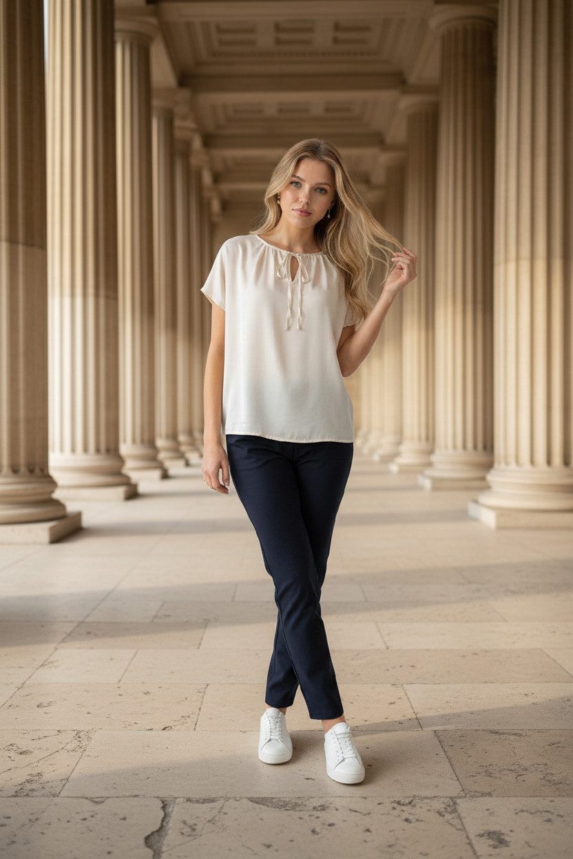 Zuckerwatte Satinbluse 25289 mit V-Ausschnitt, SILK TOUCH günstig online kaufen