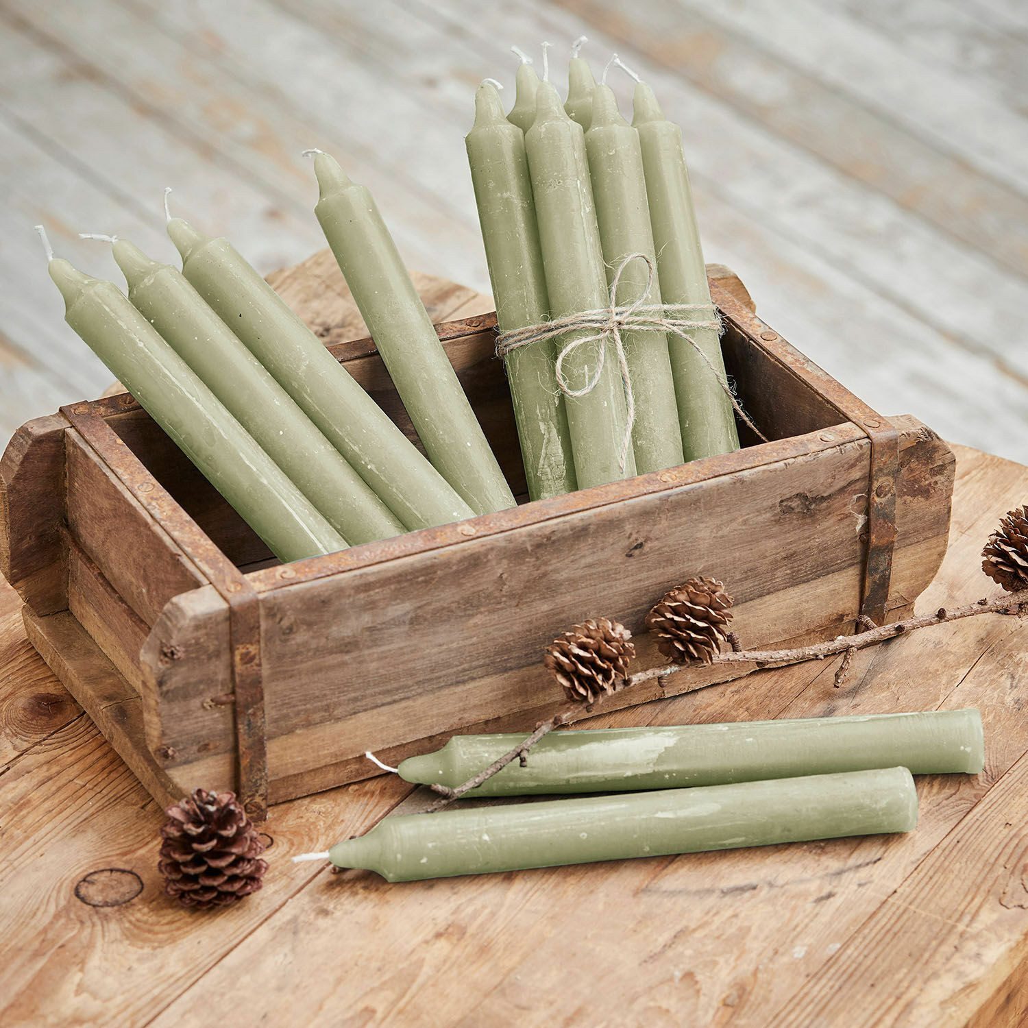 Mirabeau Stumpenkerze Kerze 12er Set Bauceau salbei (12er Set, 12er Set), n günstig online kaufen