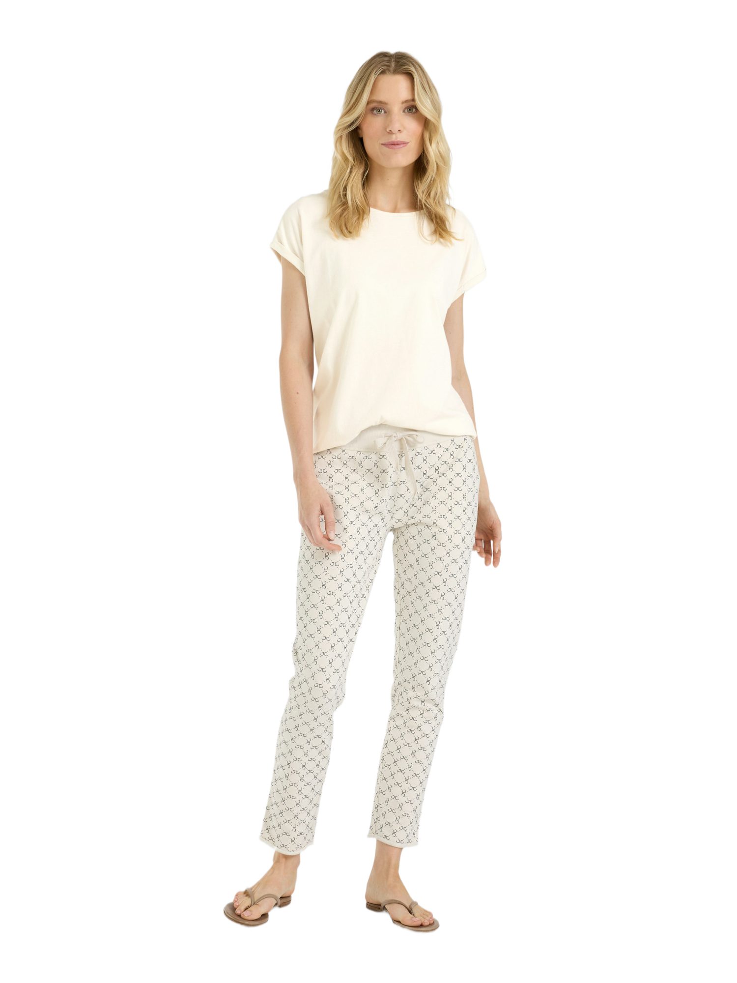 Juvia Stoffhose weiß, Casual, Baumwolle, Unifarben, Slim Fit, Mittel