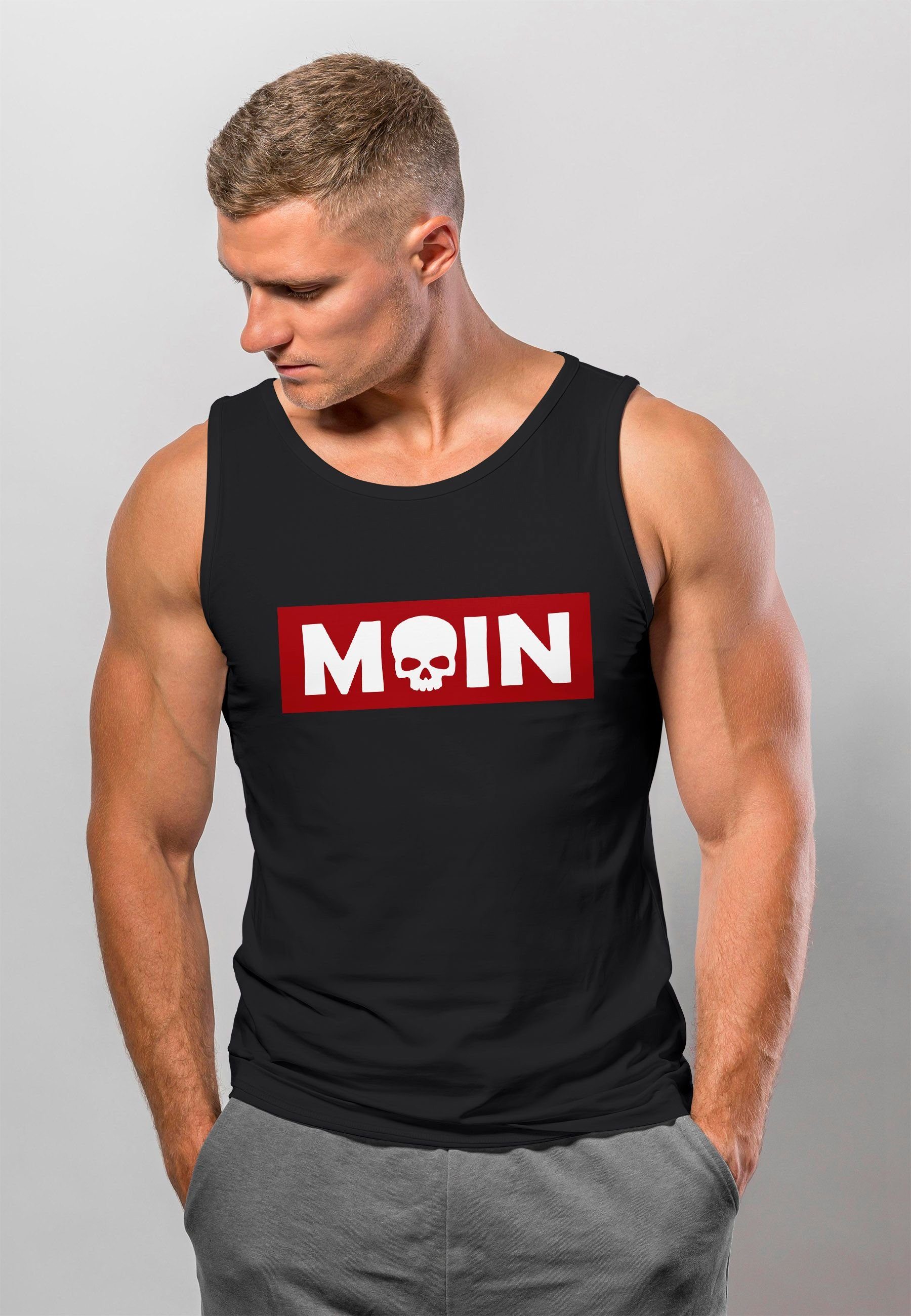 Neverless Tanktop Herren Tank-Top Schriftzug Moin Skull Totenkopf Aufdruck günstig online kaufen