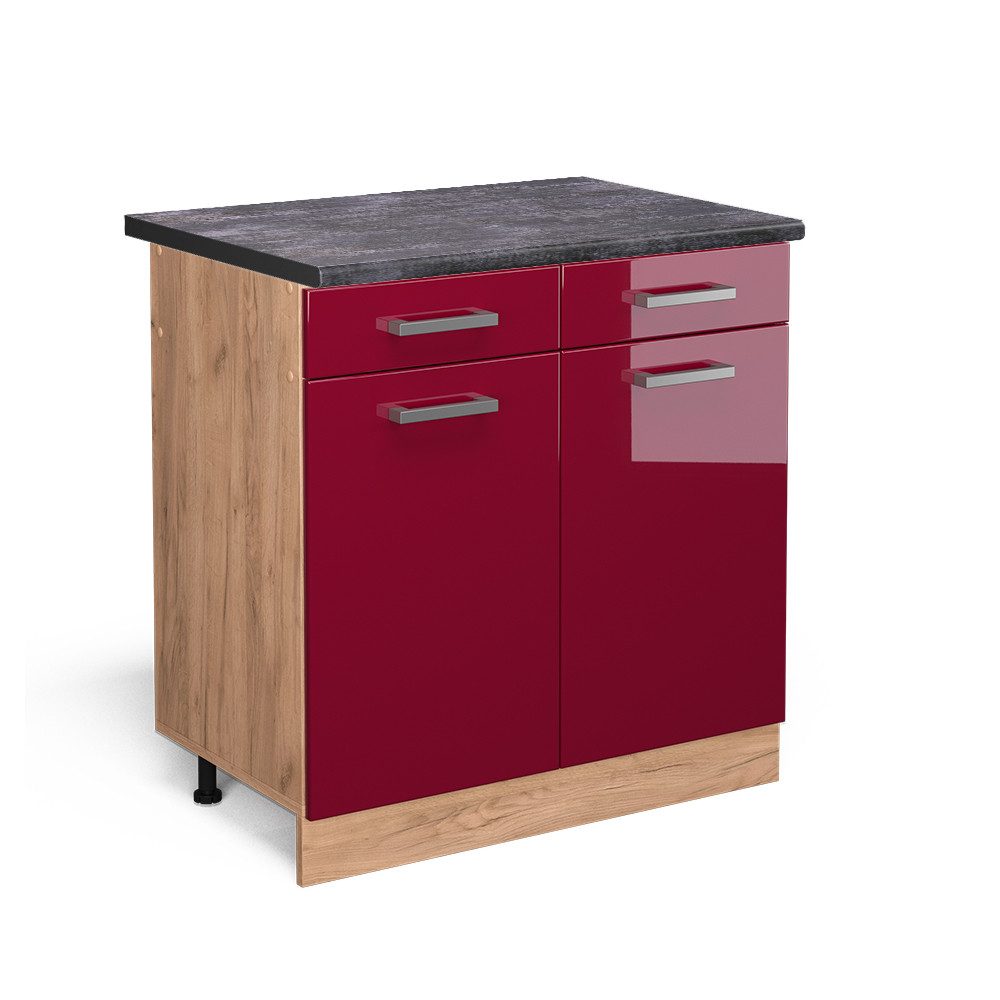 Vicco Unterschrank R-Line, Bordeaux Hochglanz/Goldkraft Eiche, günstig online kaufen