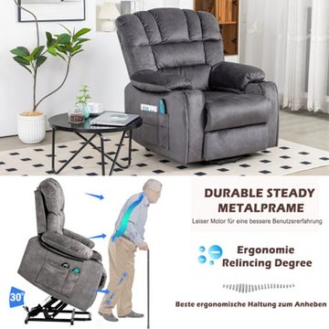 XDeer Sessel Elektrisch Relaxsesse,Elektrisch Massagesessel verstellbarer Sesse, Stoff-Liegesofa mit 2 Getränkehaltern,Seitentaschen und Fernbedienung