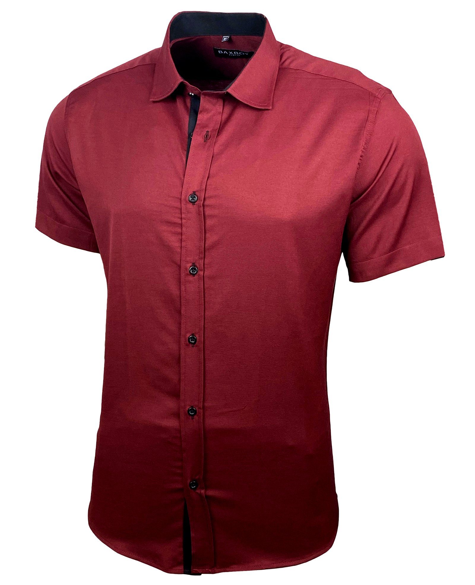 Baxboy Langarmhemd Kurzarmhemd Herren Hemd Bügelleichtes Slim Fit Kentkragen Uni B-455
