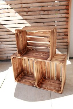 Teramico Holzkiste Weinkiste Holzkiste NEU geflammt 50 x 40 x 30cm, Aufbewahrungsbox