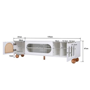 Gotagee TV-Schrank TV-Möbel mit Rattan-ähnlicher Tür Lowboard TV-Schrank Fernsehtisch