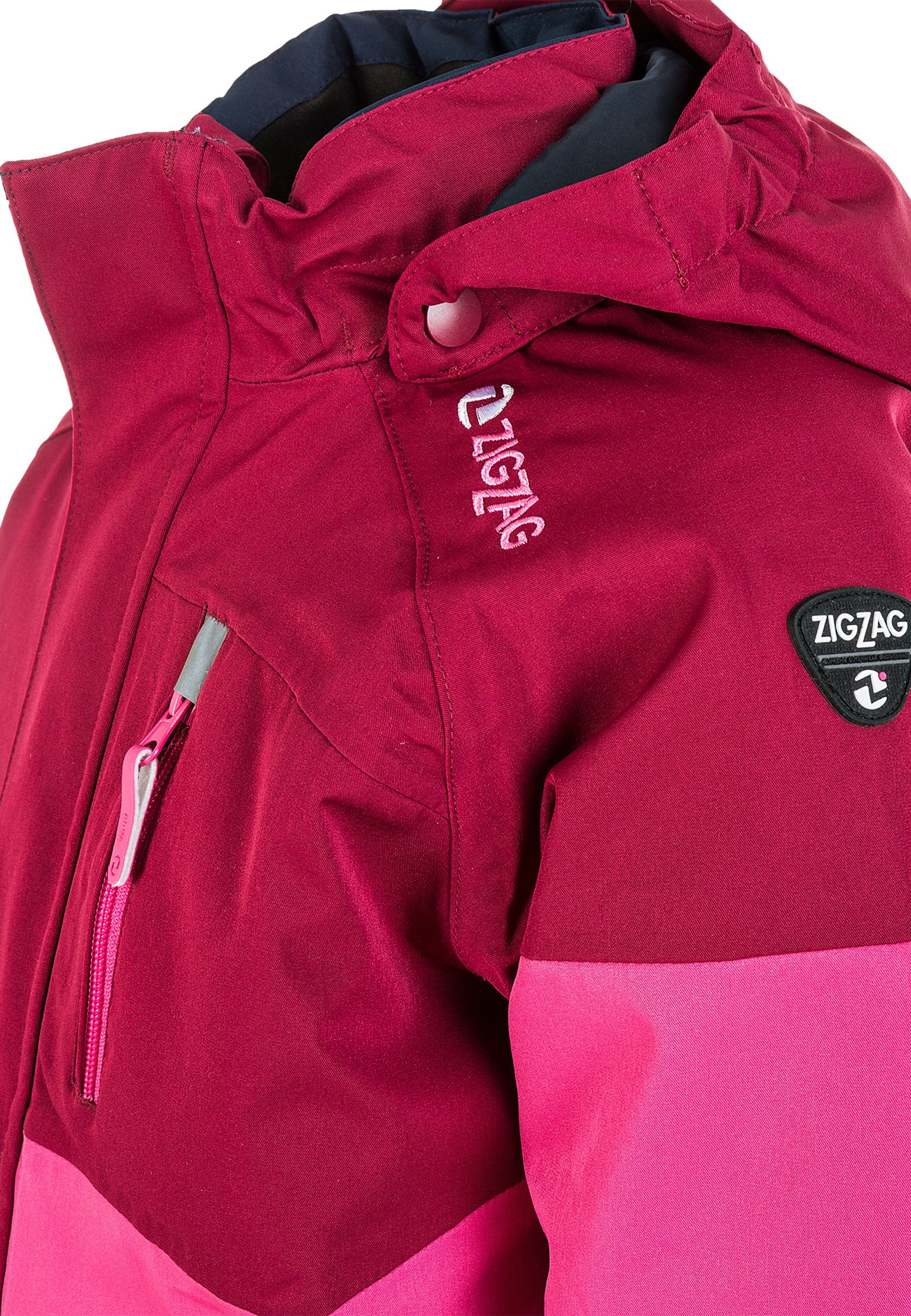 und Skijacke Taylora wind- mit ZIGZAG wasserdichter TPU-Membran pink-blau