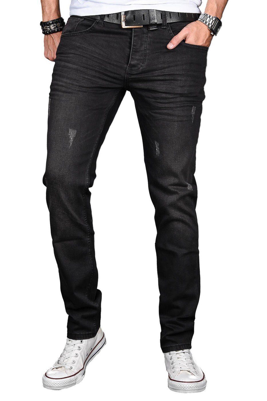 Alessandro Salvarini Straight-Jeans ASLuca Stretch mit Elasthan schwarz