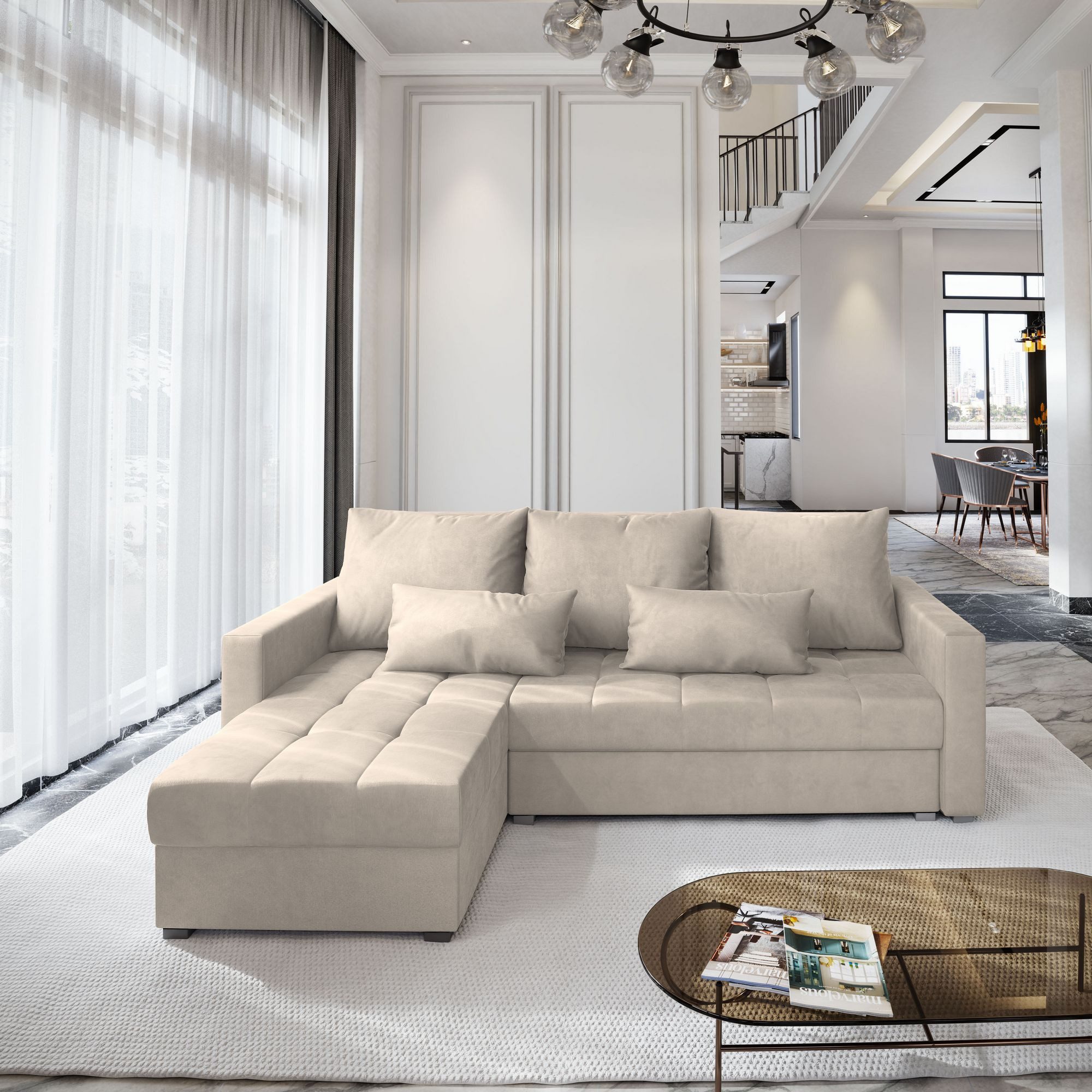 Masseno Ecksofa KOS mit Schlaffunktion L-Form, Sofa mit Bettkasten günstig online kaufen