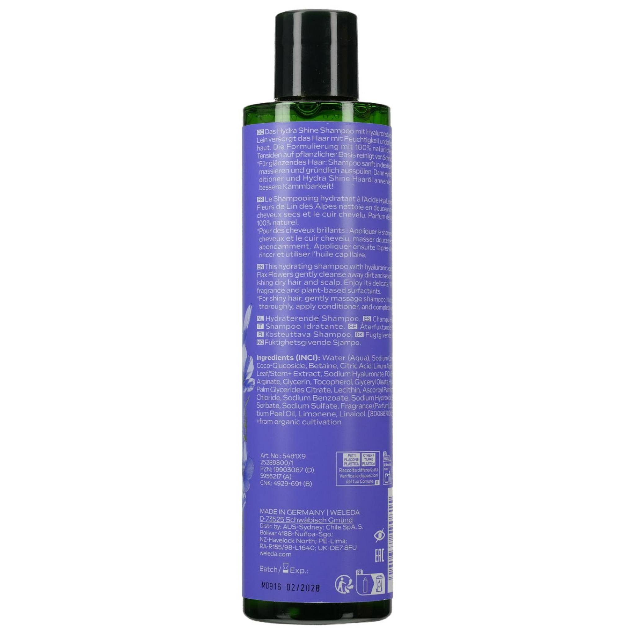 WELEDA Haarshampoo WELEDA HydraShine Feuchtigkeits-Shampoo Alpen-Lein 250ml PZN 19903087