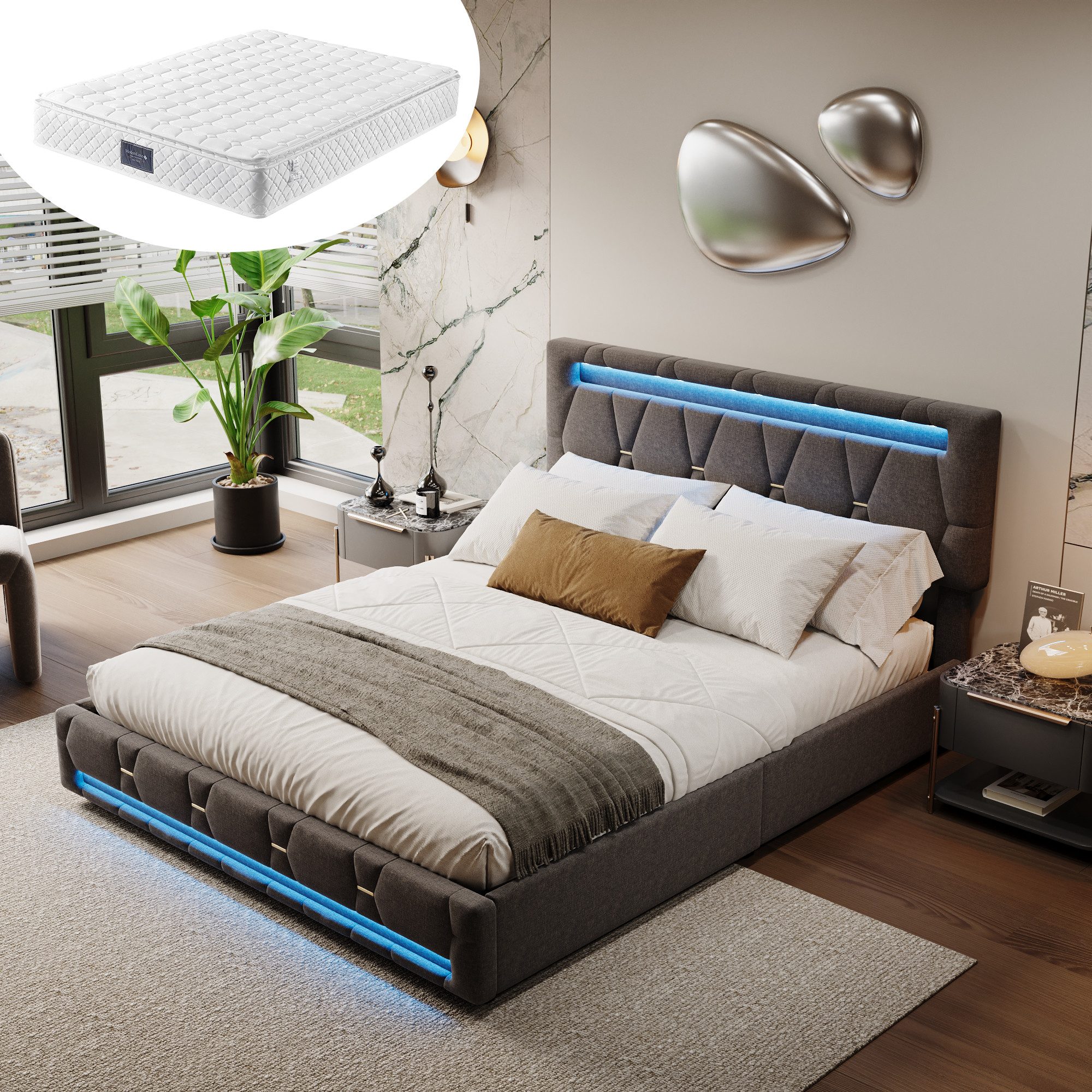 Furnishings Home Polsterbett Stauraumbett Doppelbett, Mit 7-Zonen Federkern günstig online kaufen