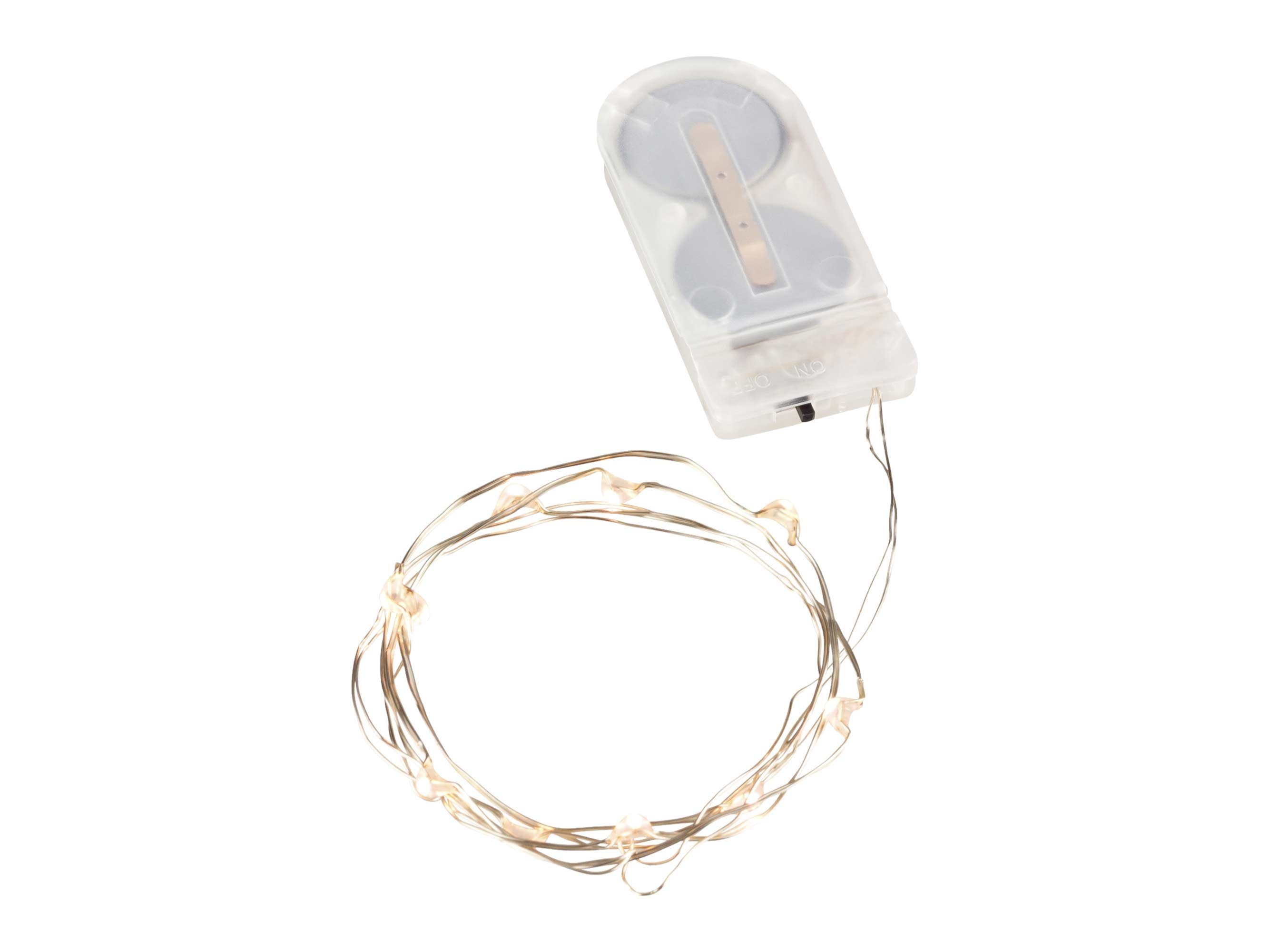 Linder Exclusiv GmbH LED-Lichterkette, Draht silber Batterie 0,45m 10 LEDs warmweiß für Innen