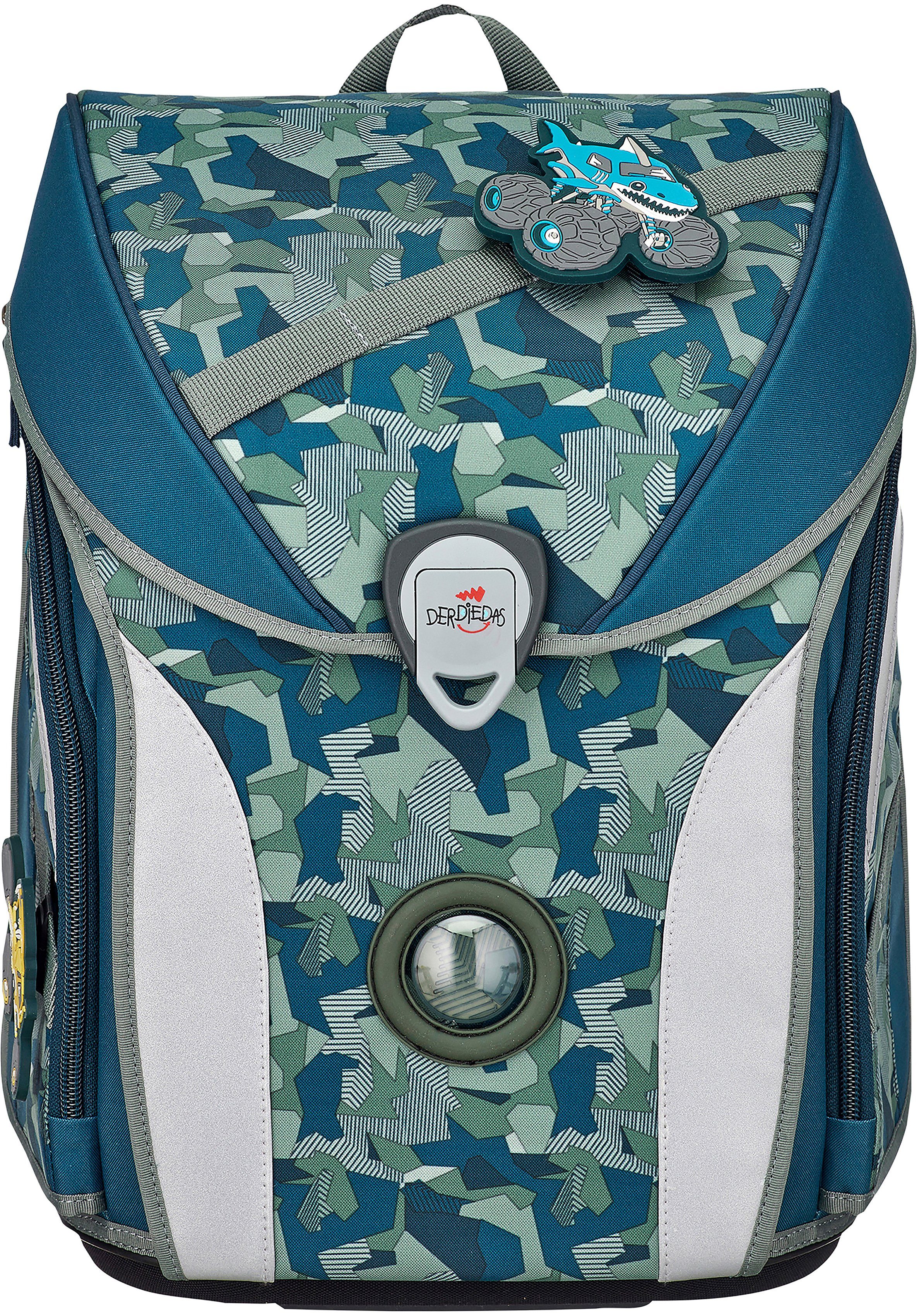 DerDieDas® Schulranzen ErgoFlex MAX - Monster Truck (Set, 5-tlg), mit 3 Buttons; enthält recyceltes Material