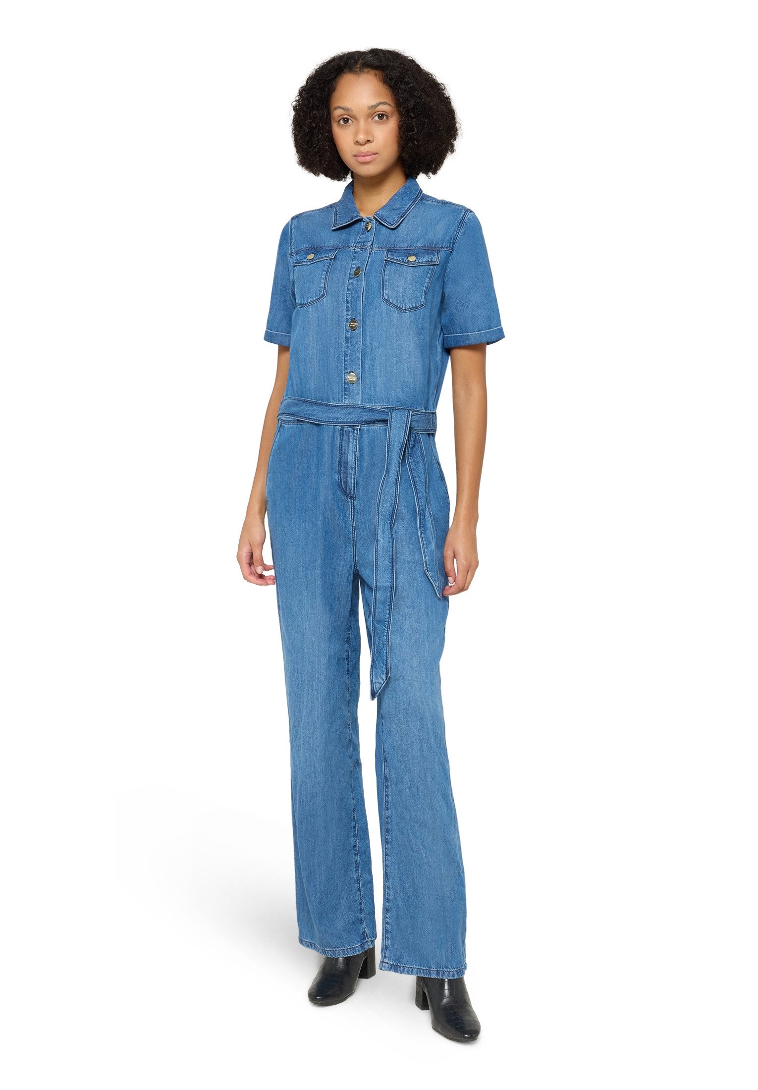 Cartoon Overall Damen Jumpsuit mit Bindegürtel günstig online kaufen