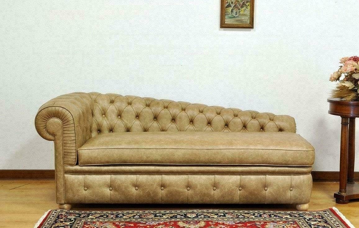 Chesterfield Chesterfield-Sofa, Beige Sofa JVmoebel Liege Grün Chaiselongues Couch