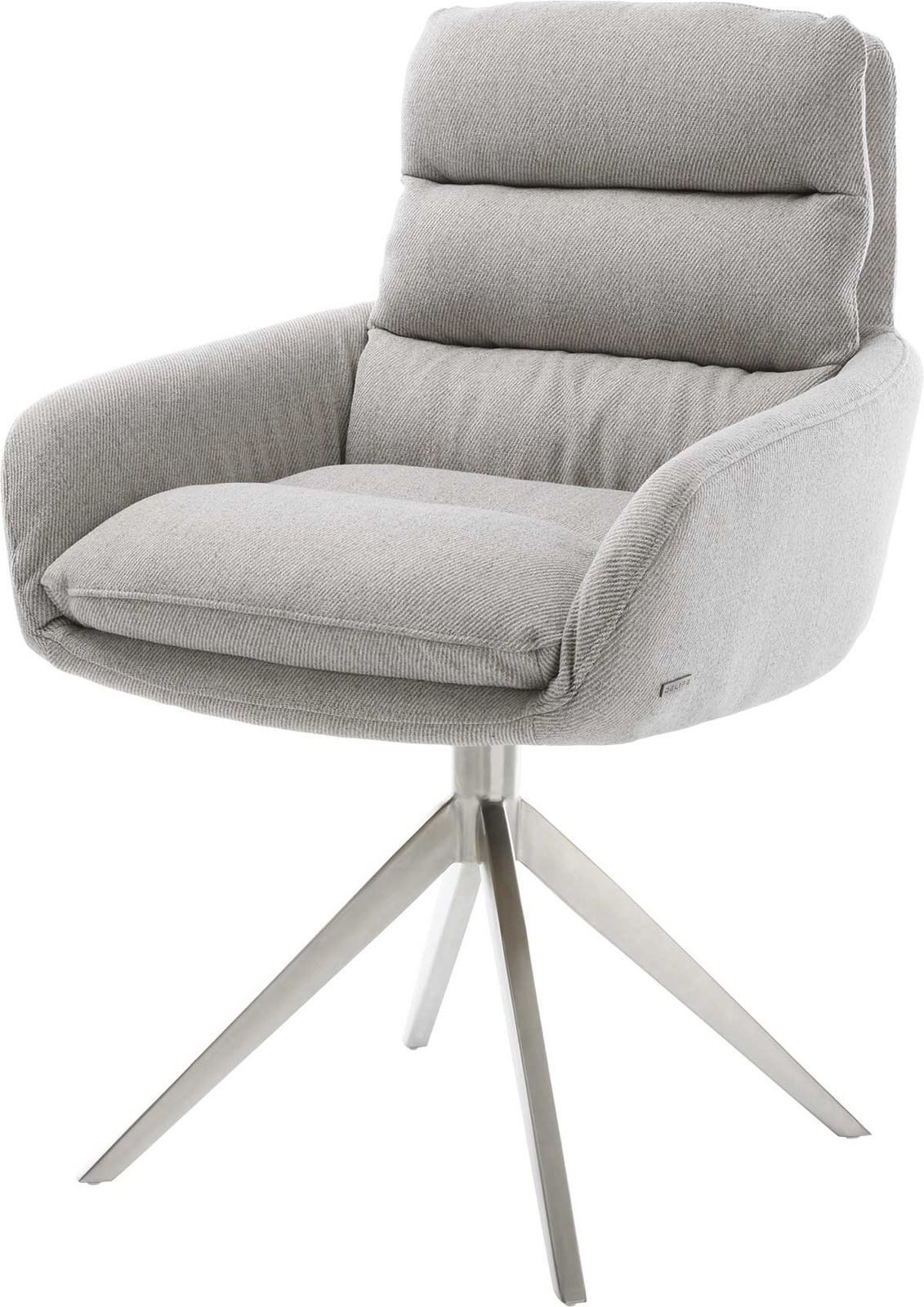 DELIFE Polsterstuhl Abelia-Flex, mit Armlehnen Freischwinger rund Edelstahl Samt Grau