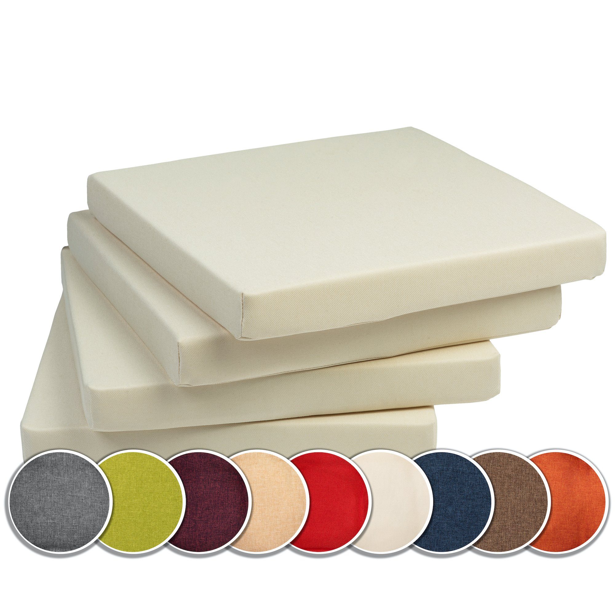 sunnypillow Stuhlkissen 4er Set Kissen 40 x 40 x 5 cm, Sitzkissen Sitzauflage für Stühle, Bänke