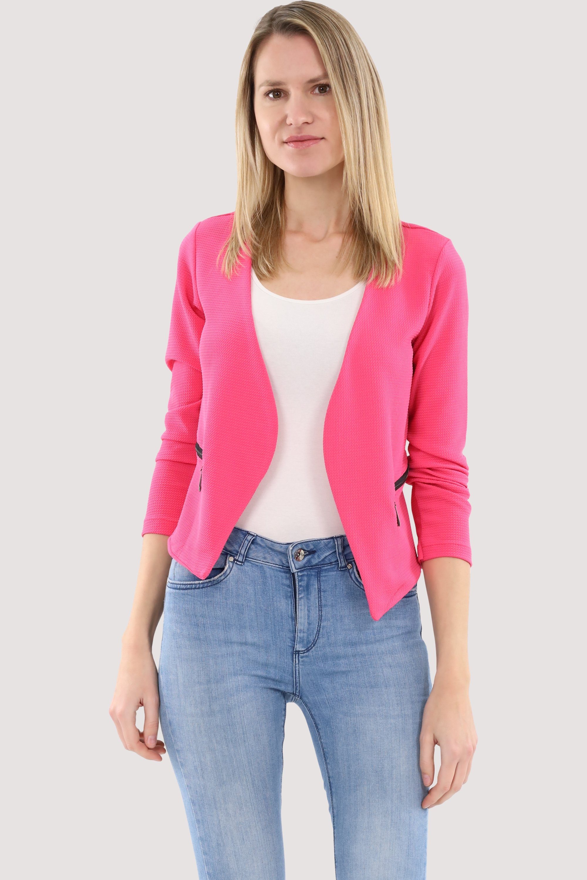 than malito im Jackenblazer fashion 6040 Basic-Look more pink Sweatblazer