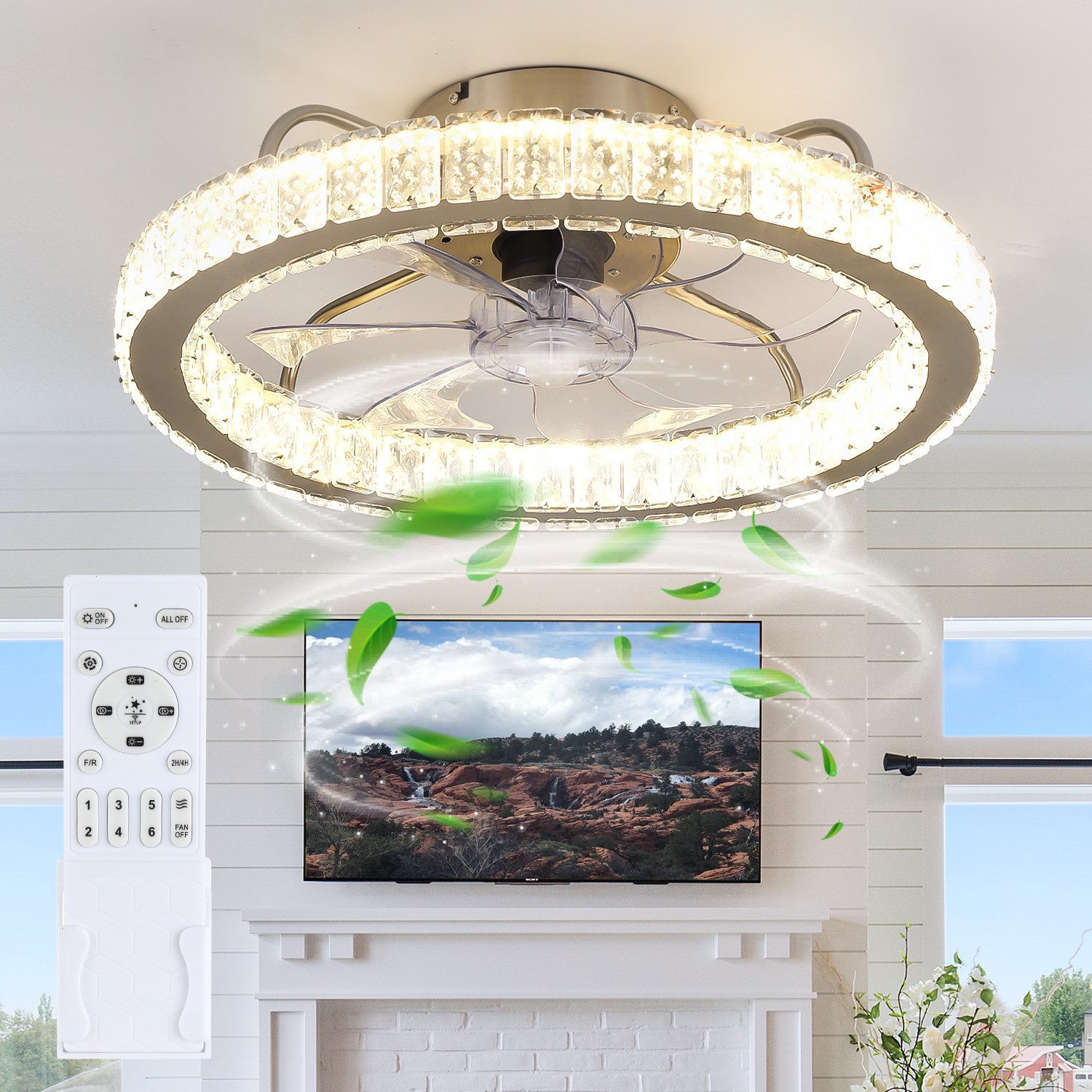 LETGOSPT Deckenleuchte 32W Deckenventilator mit beleuchtung günstig online kaufen