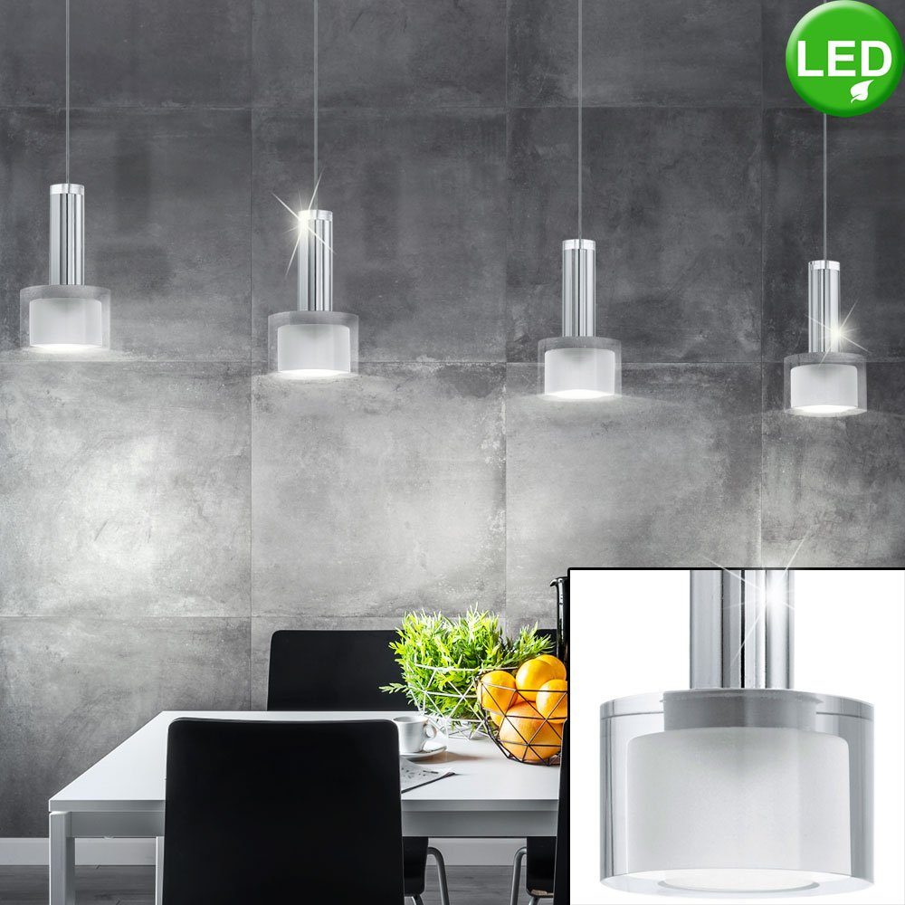 EGLO LED Lampe Zimmer LED Hänge Leuchte Pendel fest Decken Warmweiß, LED-Leuchtmittel Pendelleuchte, Wohn Glas verbaut, Schirme