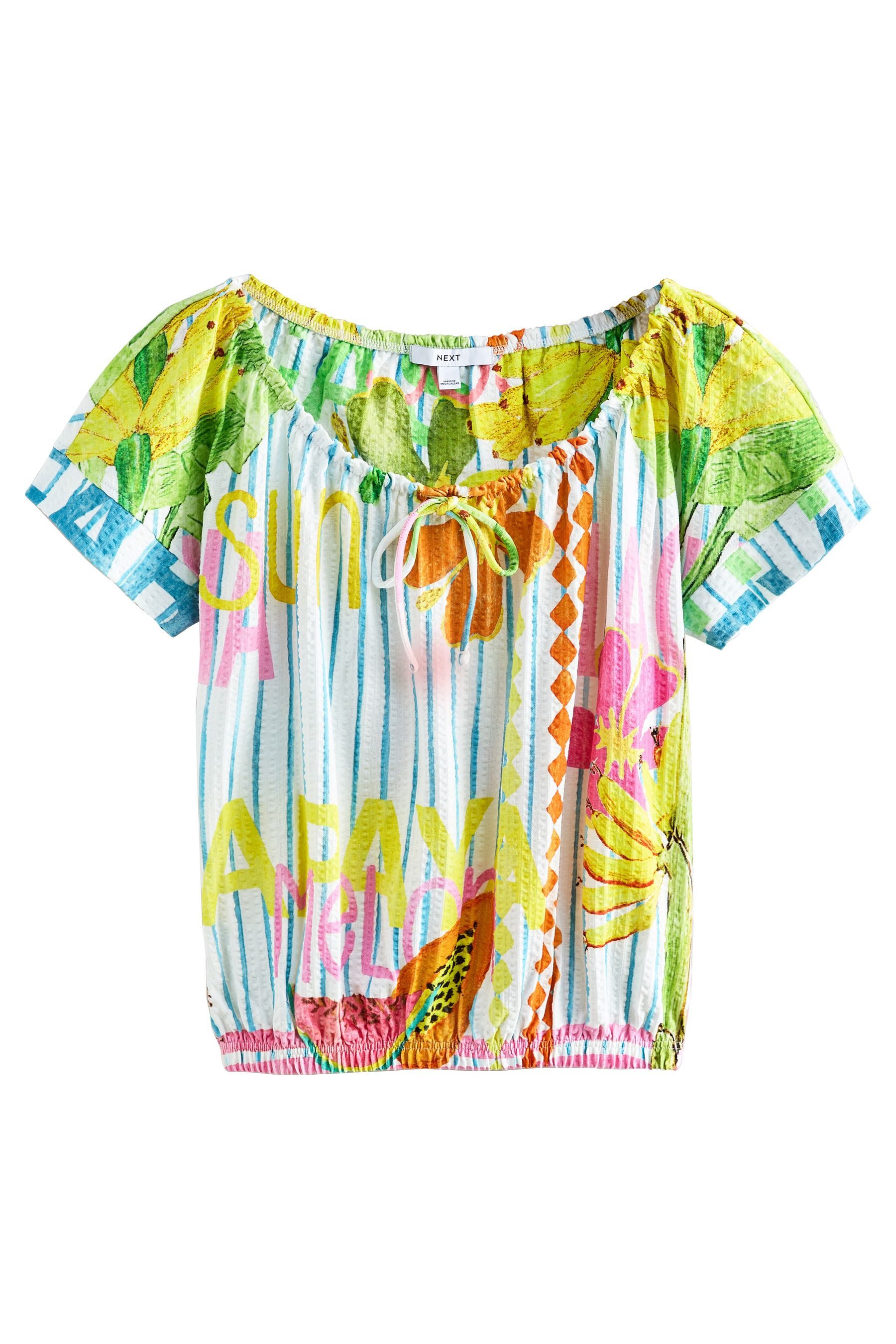 Next T-Shirt T-Shirt mit U-Ausschnitt und Ballonsaum (1-tlg)